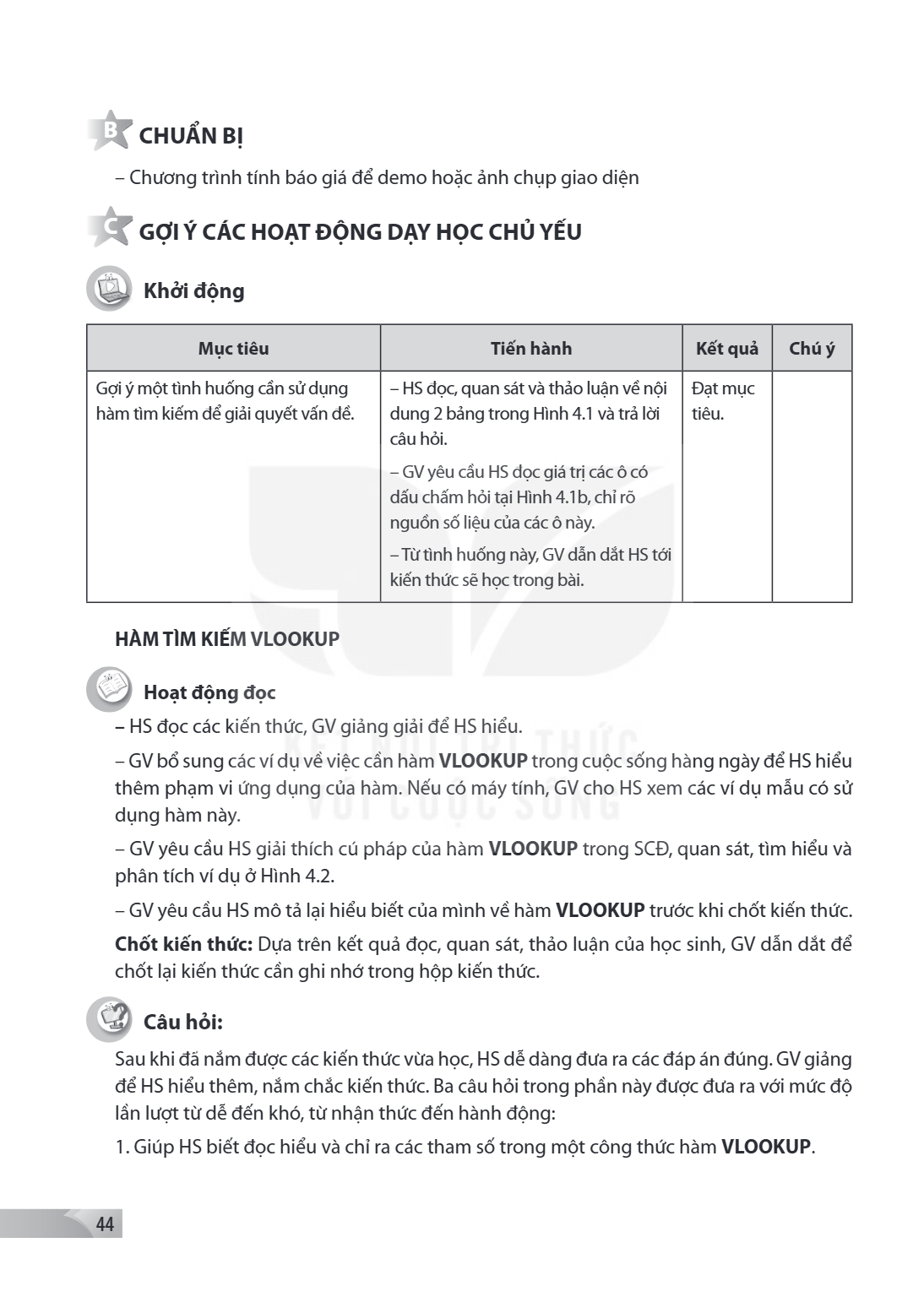 CHUẨN BỊ – Chương trình tính báo giá để demo hoặc ảnh chụp giao diện GỢI Ý CÁC HOẠT ĐỘNG DẠY HỌC CHỦ YẾU Khởi động Mục tiêu, Tiến hành, Kết quả, Chú ý Gợi ý một