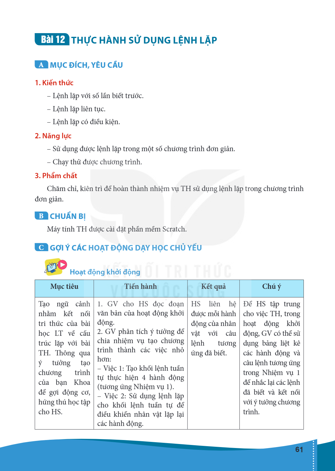 Thực hành sử dụng lệnh lặp A MỤC ĐÍCH, YÊU CẦU 1. Kiến thức – Lệnh lặp với số lần biết trước. – Lệnh lặp liên tục. – Lệnh lặp có điều kiện. 2. Năng lực – Sử dụn