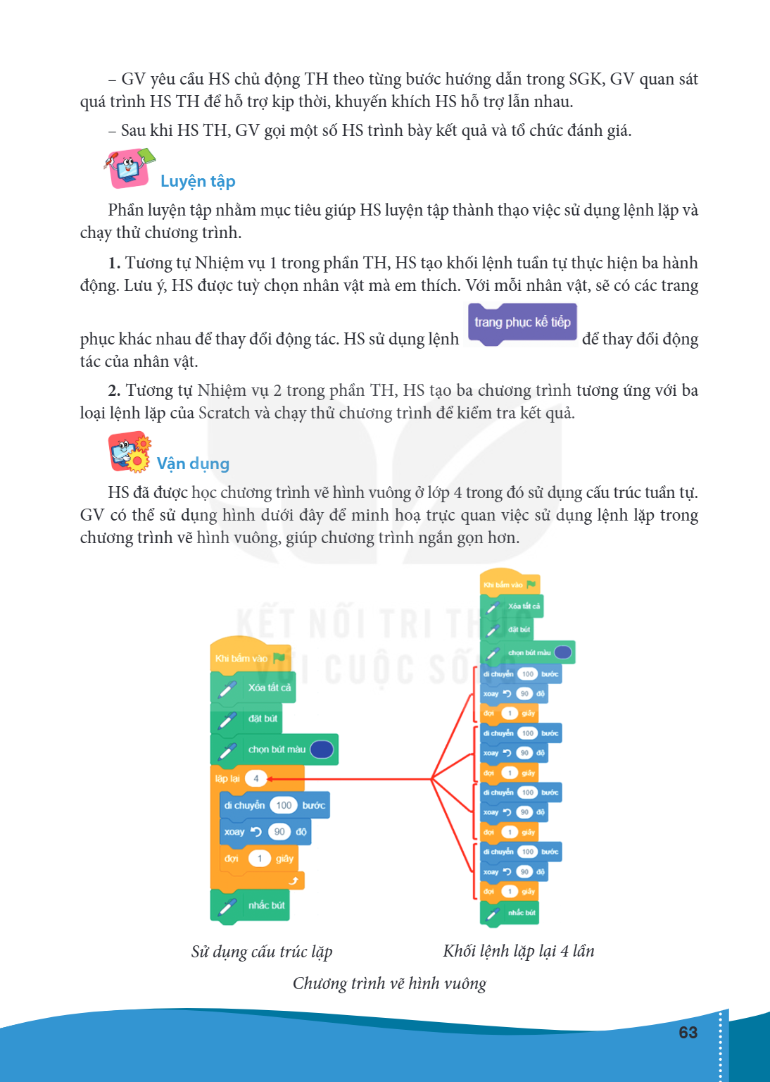 GV yêu cầu HS chủ động TH theo từng bước hướng dẫn trong SGK, GV quan sát quá trình HS TH để hỗ trợ kịp thời, khuyến khích HS hỗ trợ lẫn nhau. Sau khi HS TH, GV