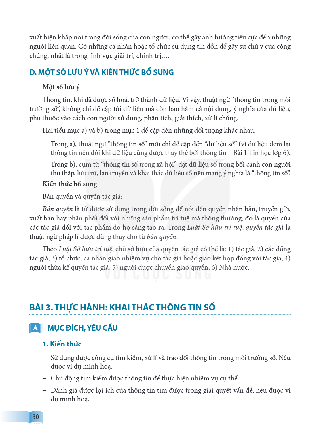 BÀI 3. THỰC HÀNH: KHAI THÁC THÔNG TIN SỐ A MỤC ĐÍCH, YÊU CẦU 1. Kiến thức – Sử dụng được công cụ tìm kiếm, xử lí và trao đổi thông tin trong môi trường số. Nêu 