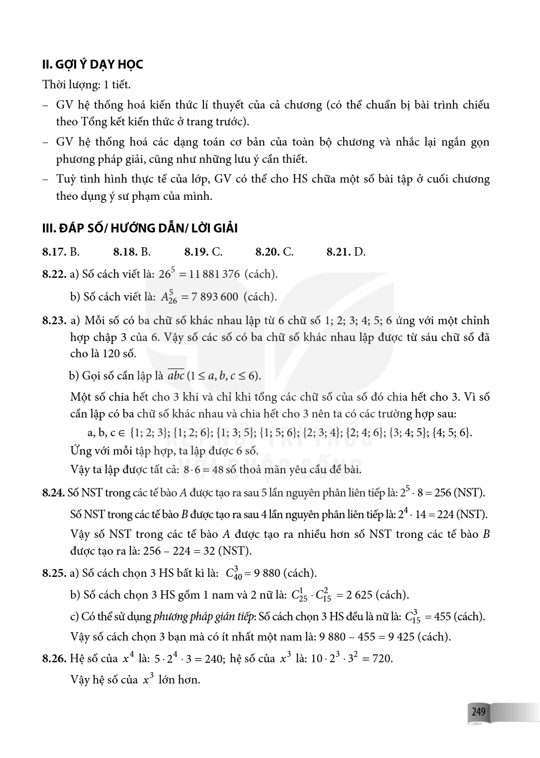 II. GỢI Ý DẠY HỌC Thời lượng: 1 tiết. GV hệ thống hoá kiến thức lí thuyết của cả chương (có thể chuẩn bị bài trình chiếu theo Tổng kết kiến thức ở trang trước).
