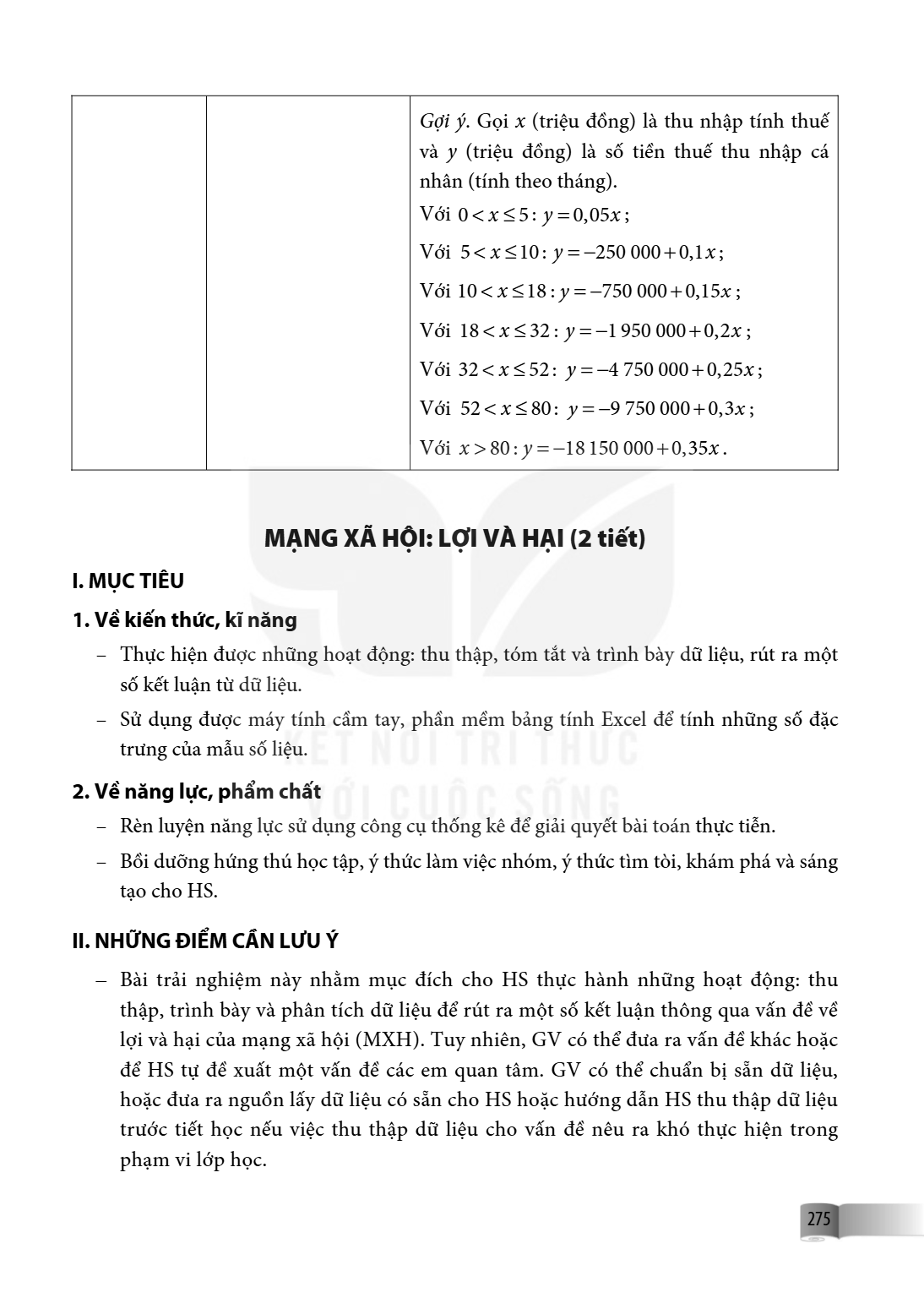 Mạng xã hội: Lợi và hại I. MỤC TIÊU 1. Về kiến thức, kĩ năng – Thực hiện được những hoạt động: thu thập, tóm tắt và trình bày dữ liệu, rút ra một số kết luận từ