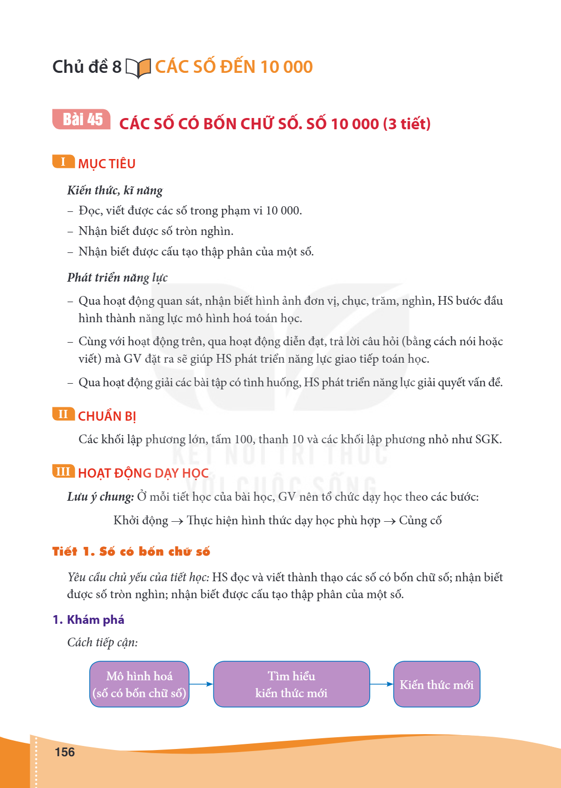 Chủ đề 8 CÁC SỐ ĐẾN 10 000 Bài 45 CÁC SỐ CÓ BỐN CHỮ SỐ. SỐ 10 000 (3 tiết) I MỤC TIÊU Kiến thức, kĩ năng – Đọc, viết được các số trong phạm vi 10 000. – Nhận bi