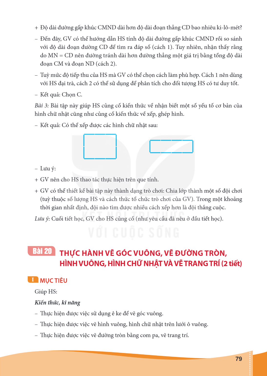 Bài 20. THỰC HÀNH VỀ GÓC VUÔNG, VỀ ĐƯỜNG TRÒN, HÌNH VUÔNG, HÌNH CHỮ NHẬT VÀ VẼ TRANG TRÍ (2 tiết) I MỤC TIÊU Giúp HS: Kiến thức, kĩ năng – Thực hiện được việc s