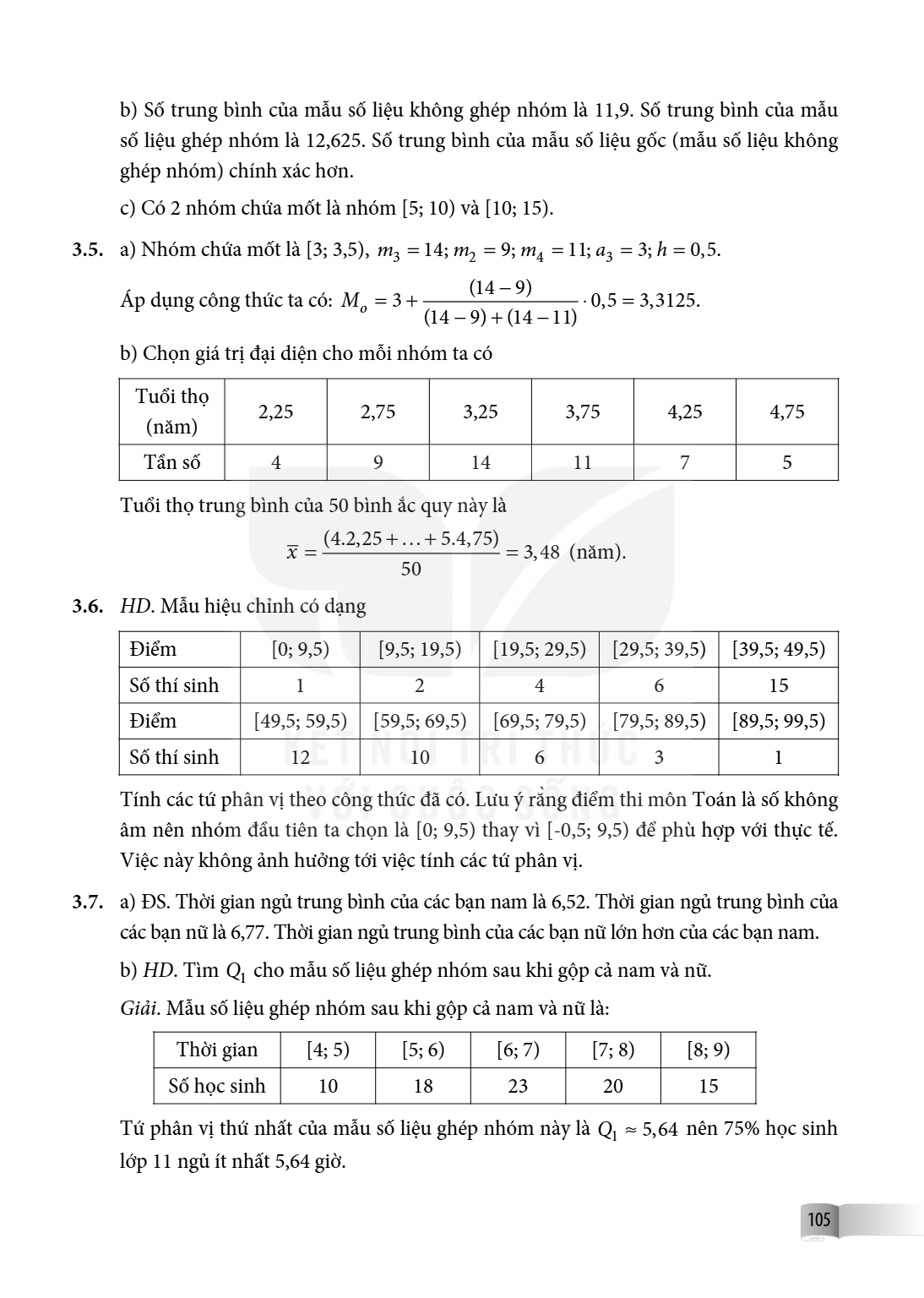 b) Số trung bình của mẫu số liệu không ghép nhóm là $11,9$. Số trung bình của mẫu số liệu ghép nhóm là $12,625$. Số trung bình của mẫu số liệu gốc (mẫu số liệu 