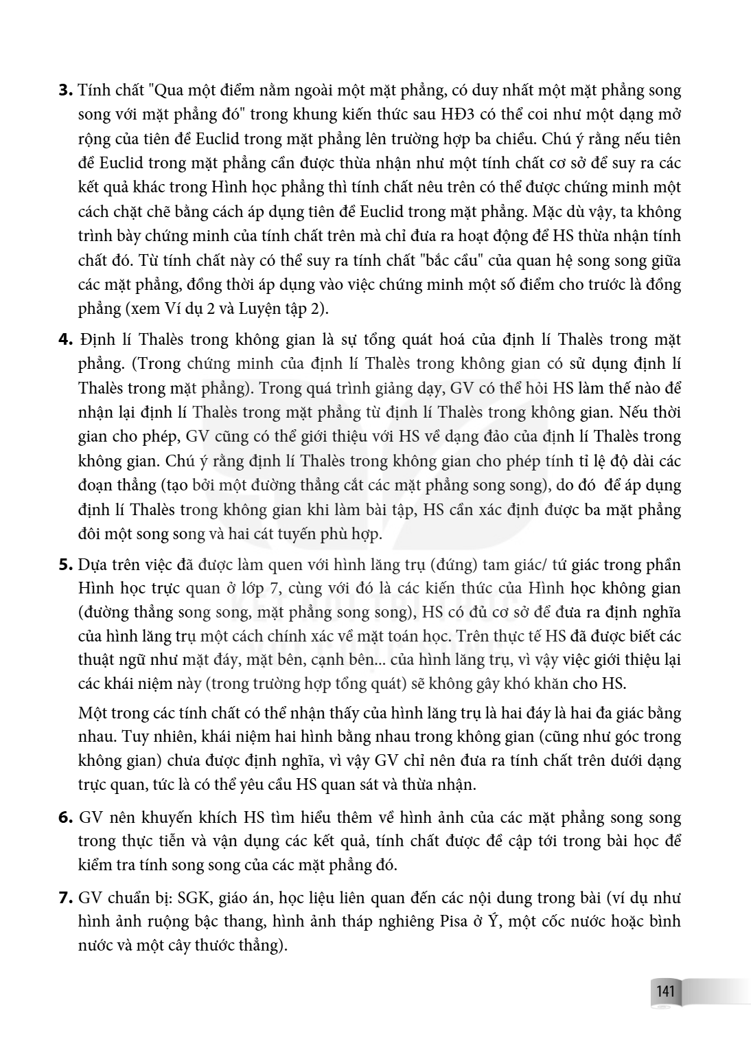 3. Tính chất "Qua một điểm nằm ngoài một mặt phẳng, có duy nhất một mặt phẳng song song với mặt phẳng đó" trong khung kiến thức sau HĐ3 có thể coi như một dạng 