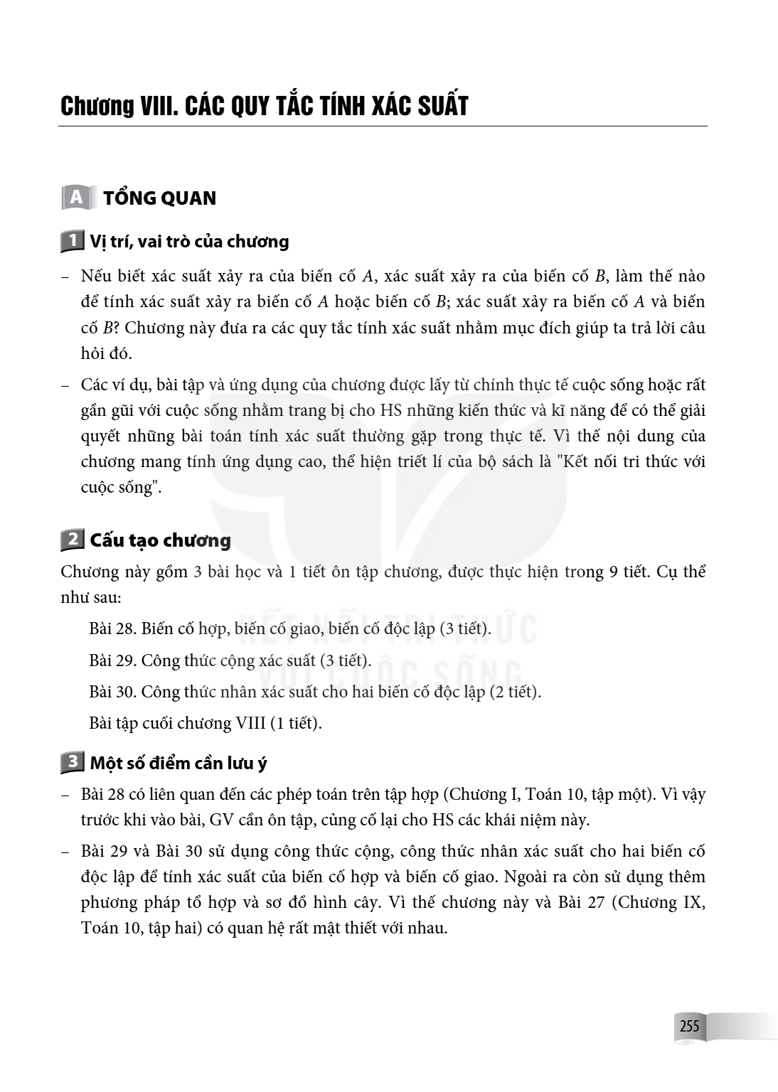 Chương VIII. CÁC QUY TẮC TÍNH XÁC SUẤT A TỔNG QUAN 1 Vị trí, vai trò của chương – Nếu biết xác suất xảy ra của biến cố $A$, xác suất xảy ra của biến cố $B$, làm