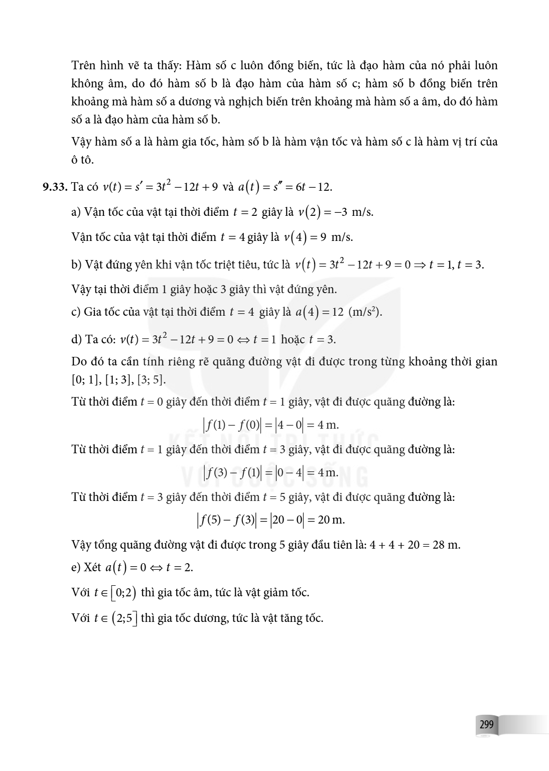 Trên hình vẽ ta thấy: Hàm số c luôn đồng biến, tức là đạo hàm của nó phải luôn không âm, do đó hàm số b là đạo hàm của hàm số c; hàm số b đồng biến trên khoảng 