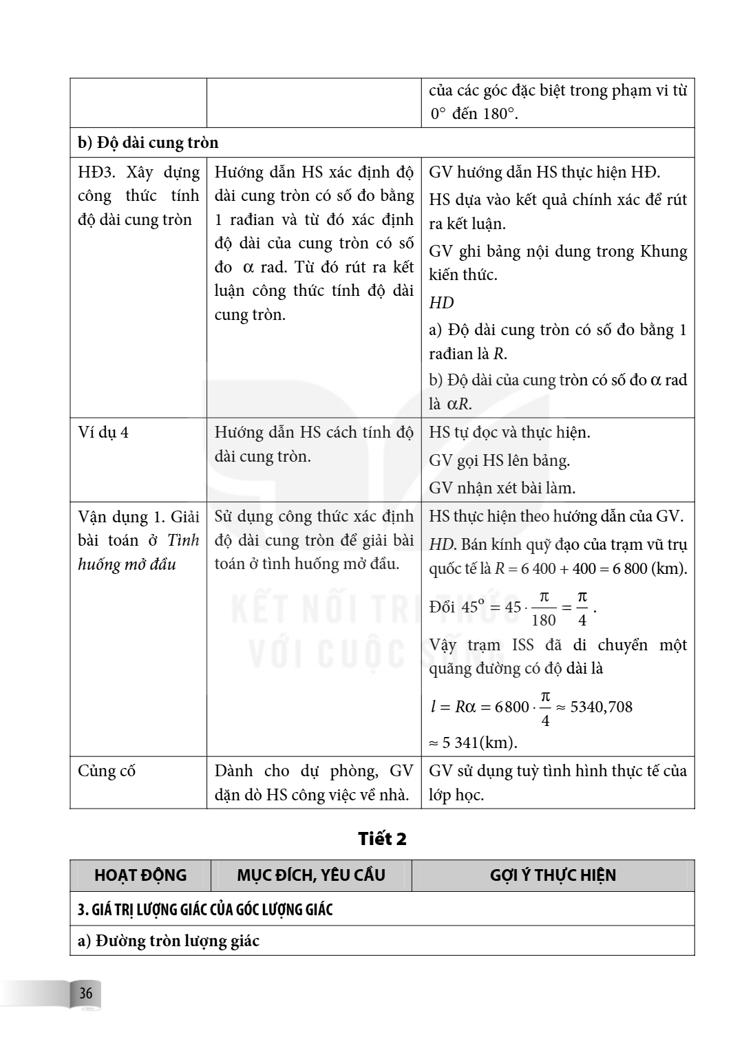 của các góc đặc biệt trong phạm vi từ $0^{\circ}$ đến $180^{\circ}$. b) Độ dài cung tròn HD3. Xây dựng công thức tính độ dài cung tròn, Hướng dẫn HS xác định độ