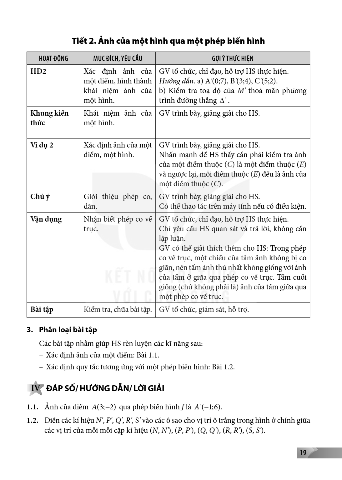 Tiết 2. Ảnh của một hình qua một phép biến hình HOẠT ĐỘNG, MỤC ĐÍCH, YÊU CẦU, GỢI Ý THỰC HIỆN HĐ2, Xác định ảnh của một điểm, hình thành khái niệm ảnh của một h