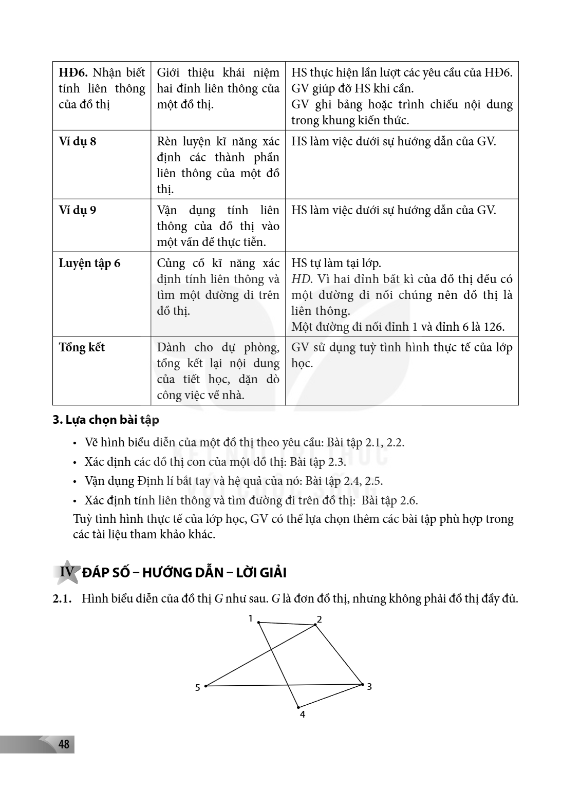 HĐ6. Nhận biết tính liên thông của đồ thị, Giới thiệu khái niệm hai đỉnh liên thông của một đồ thị., HS thực hiện lần lượt các yêu cầu của HĐ6. GV giúp đỡ HS kh