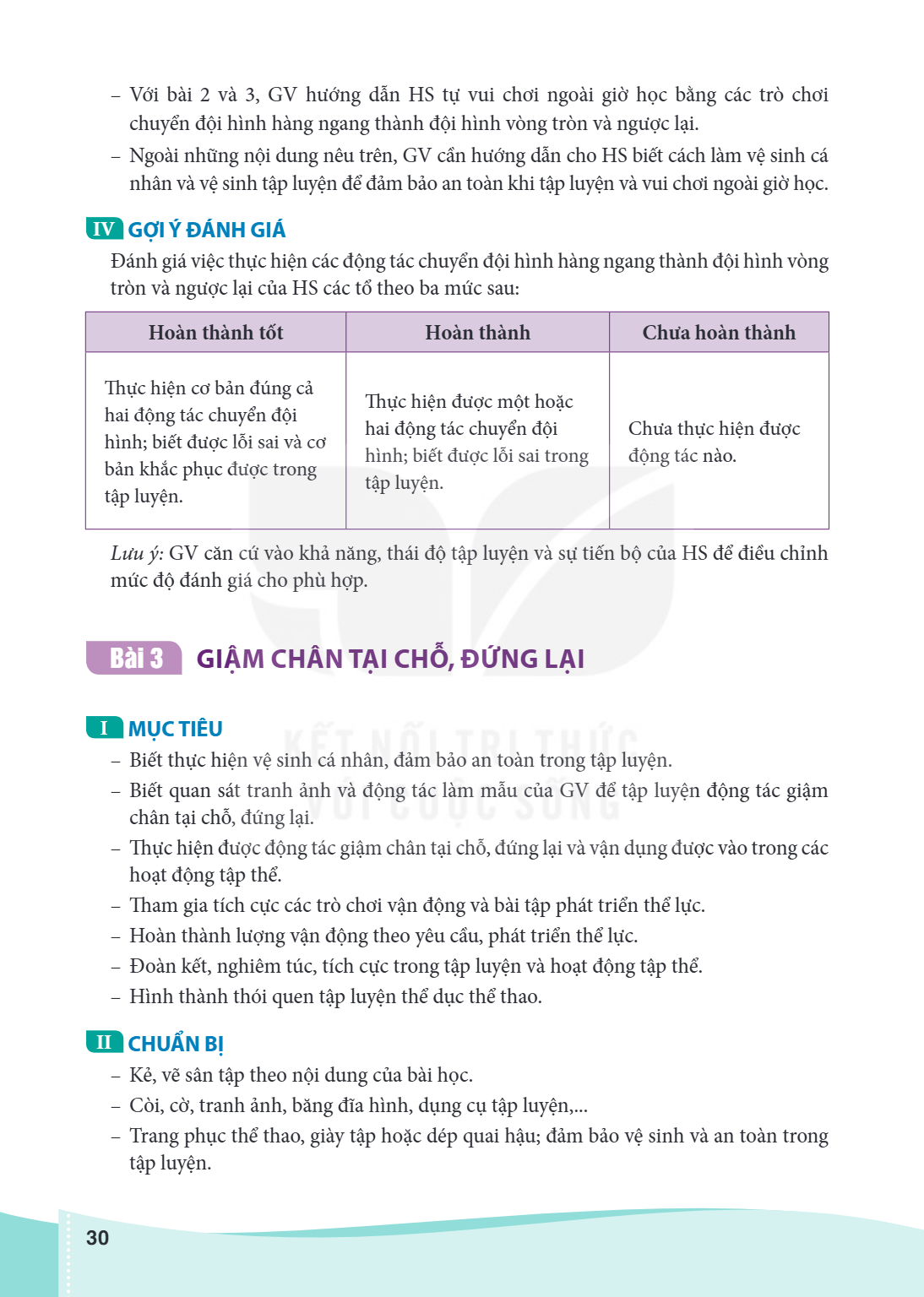 Bài 3. Giậm chân tại chỗ, đứng lại I MỤC TIÊU – Biết thực hiện vệ sinh cá nhân, đảm bảo an toàn trong tập luyện. – Biết quan sát tranh ảnh và động tác làm mẫu c
