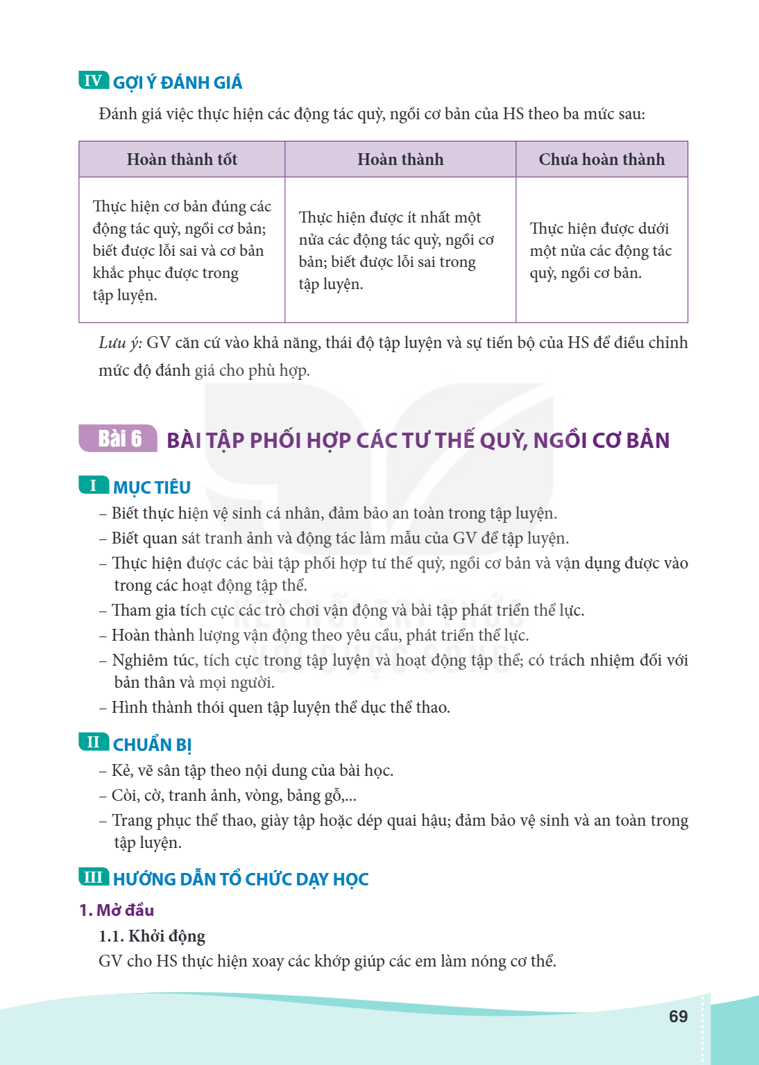 Bài 6. Bài tập phối hợp các tư thế quỳ, ngồi cơ bản I MỤC TIÊU Biết thực hiện vệ sinh cá nhân, đảm bảo an toàn trong tập luyện. Biết quan sát tranh ảnh và động 
