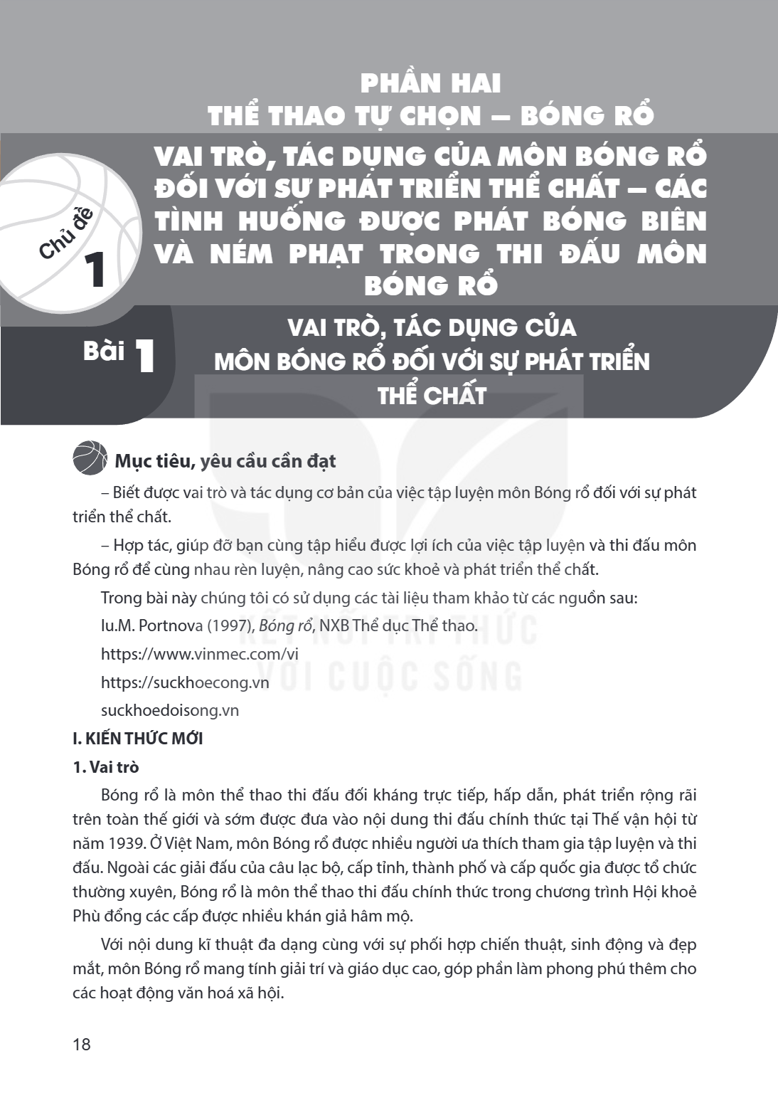 Chủ đề 1 VAI TRÒ, TÁC DỤNG CỦA MÔN BÓNG RỔ ĐỐI VỚI SỰ PHÁT TRIỂN THỂ CHẤT – CÁC TÌNH HUỐNG ĐƯỢC PHÁT BÓNG BIÊN VÀ NÉM PHẠT TRONG THI ĐẤU MÔN BÓNG RỔ Bài 1. VAI 