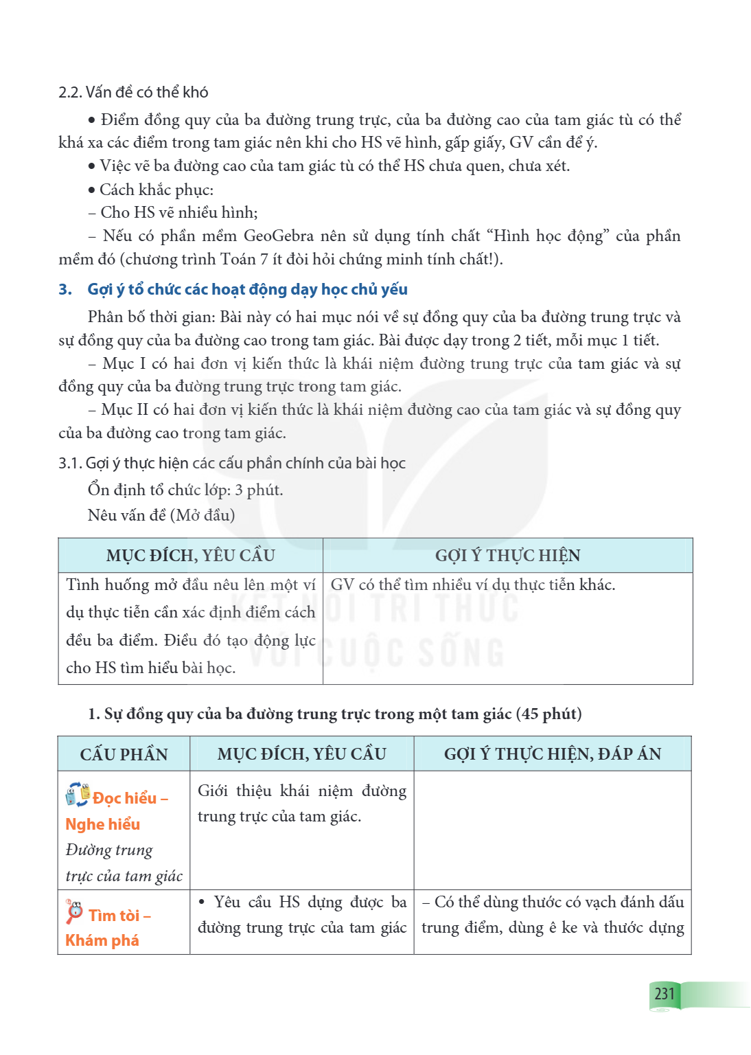 2.2. Vấn đề có thể khó Điểm đồng quy của ba đường trung trực, của ba đường cao của tam giác tù có thể khá xa các điểm trong tam giác nên khi cho HS vẽ hình, gấp