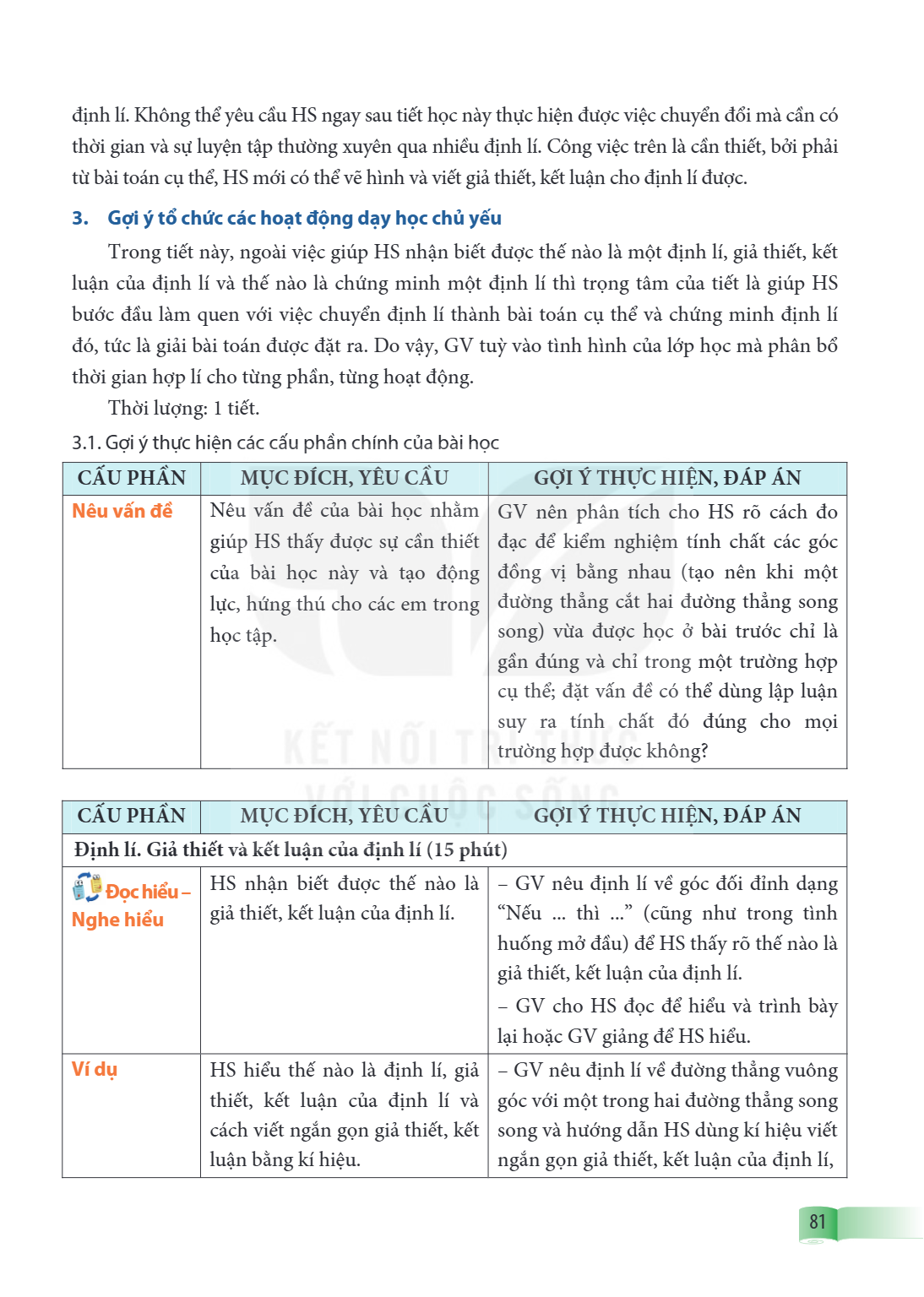 định lí. Không thể yêu cầu HS ngay sau tiết học này thực hiện được việc chuyển đổi mà cần có thời gian và sự luyện tập thường xuyên qua nhiều định lí. Công việc