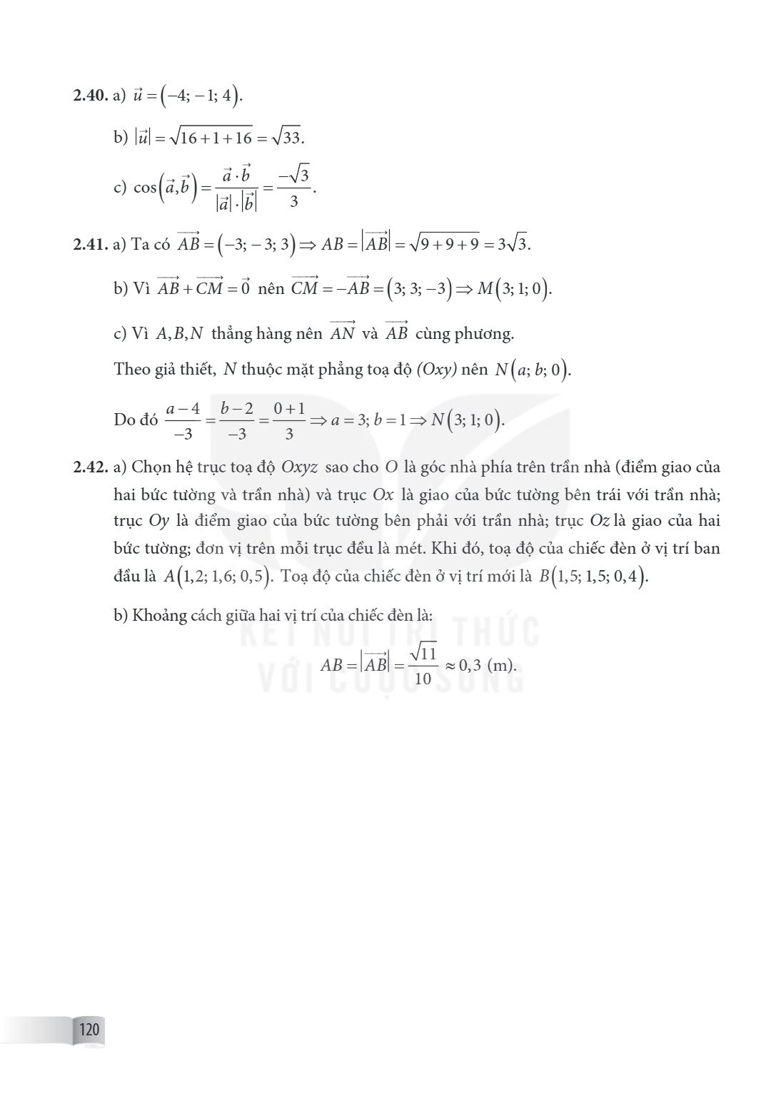 2.40. a) $\vec{u} = (-4; -1; 4)$. b) $|\vec{u}| = \sqrt{16 + 1 + 16} = \sqrt{33}$. c) $\cos(\vec{a}, \vec{b}) = \frac{\vec{a} \cdot \vec{b}}{|\vec{a}| \cdot |\v