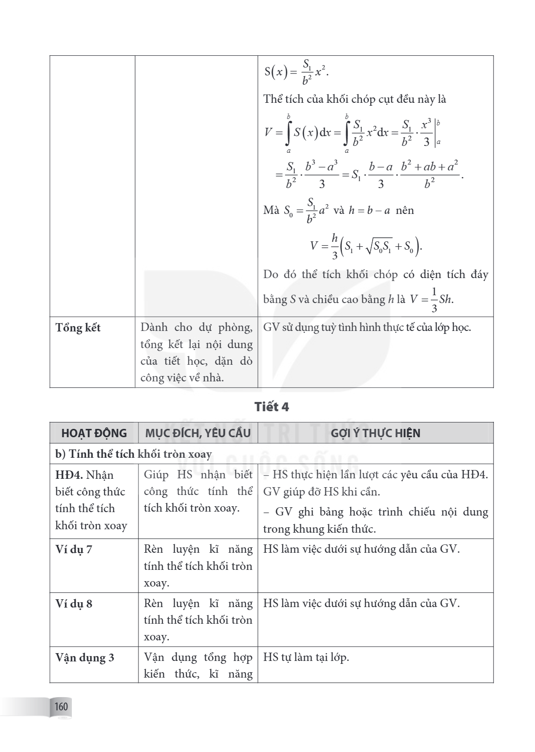 | | | $S(x)=\frac{S_1}{b^2}x^2$. Thể tích của khối chóp cụt đều này là $V=\int_{a}^{b} S(x) \mathrm{d} x=\int_{a}^{b} \frac{S_1}{b^2} x^2 \mathrm{d} x=\left.\fr