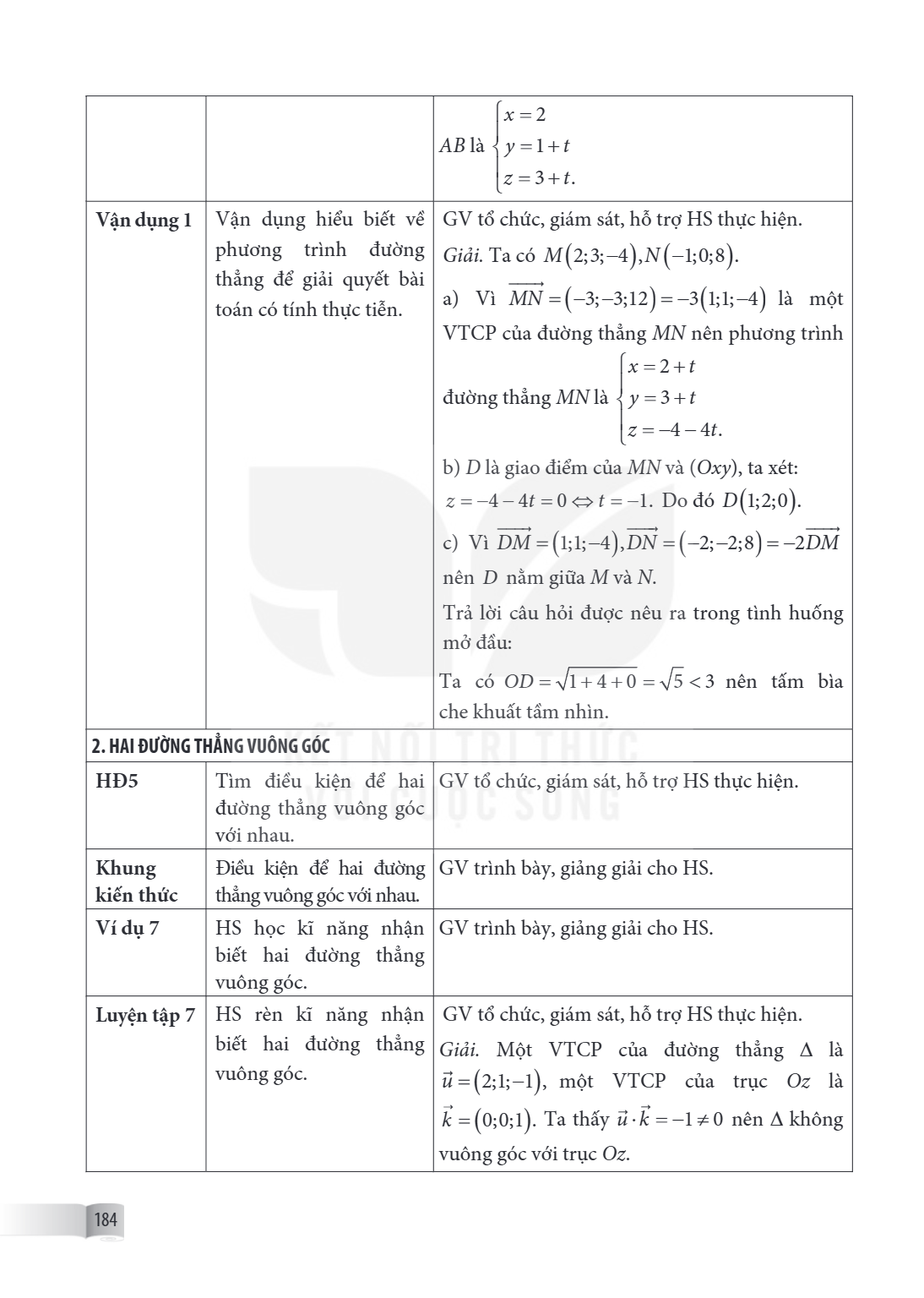 $AB$ là $\begin{cases} x = 2 \ y = 1 + t \ z = 3 + t. \end{cases}$ Vận dụng 1, Vận dụng hiểu biết về phương trình đường thẳng để giải quyết bài toán có tính thự
