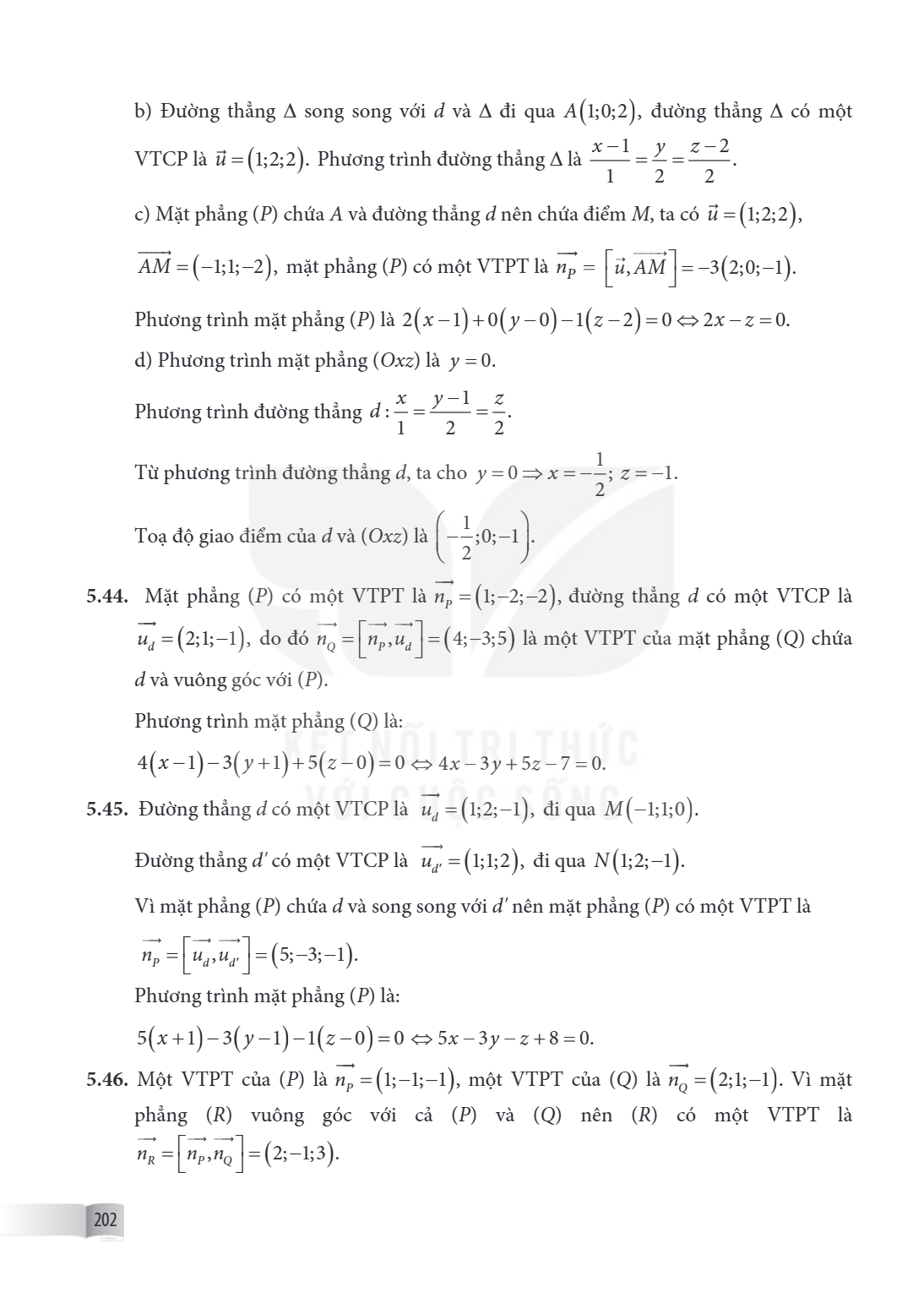 b) Đường thẳng $\Delta$ song song với $d$ và $\Delta$ đi qua $A(1;0;2)$, đường thẳng $\Delta$ có một VTCP là $\vec{u} = (1;2;2)$. Phương trình đường thẳng $\Del