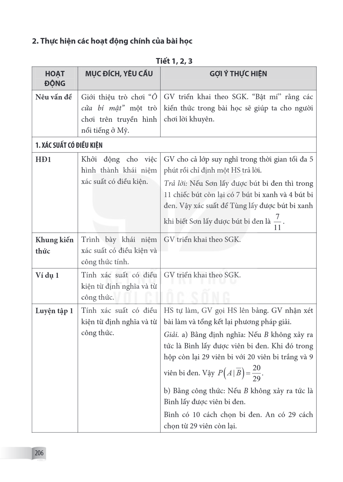 2. Thực hiện các hoạt động chính của bài học Tiết 1, 2, 3 HOẠT ĐỘNG, MỤC ĐÍCH, YÊU CẦU, GỢI Ý THỰC HIỆN Nêu vấn đề, Giới thiệu trò chơi "Ô cửa bí mật" một trò c
