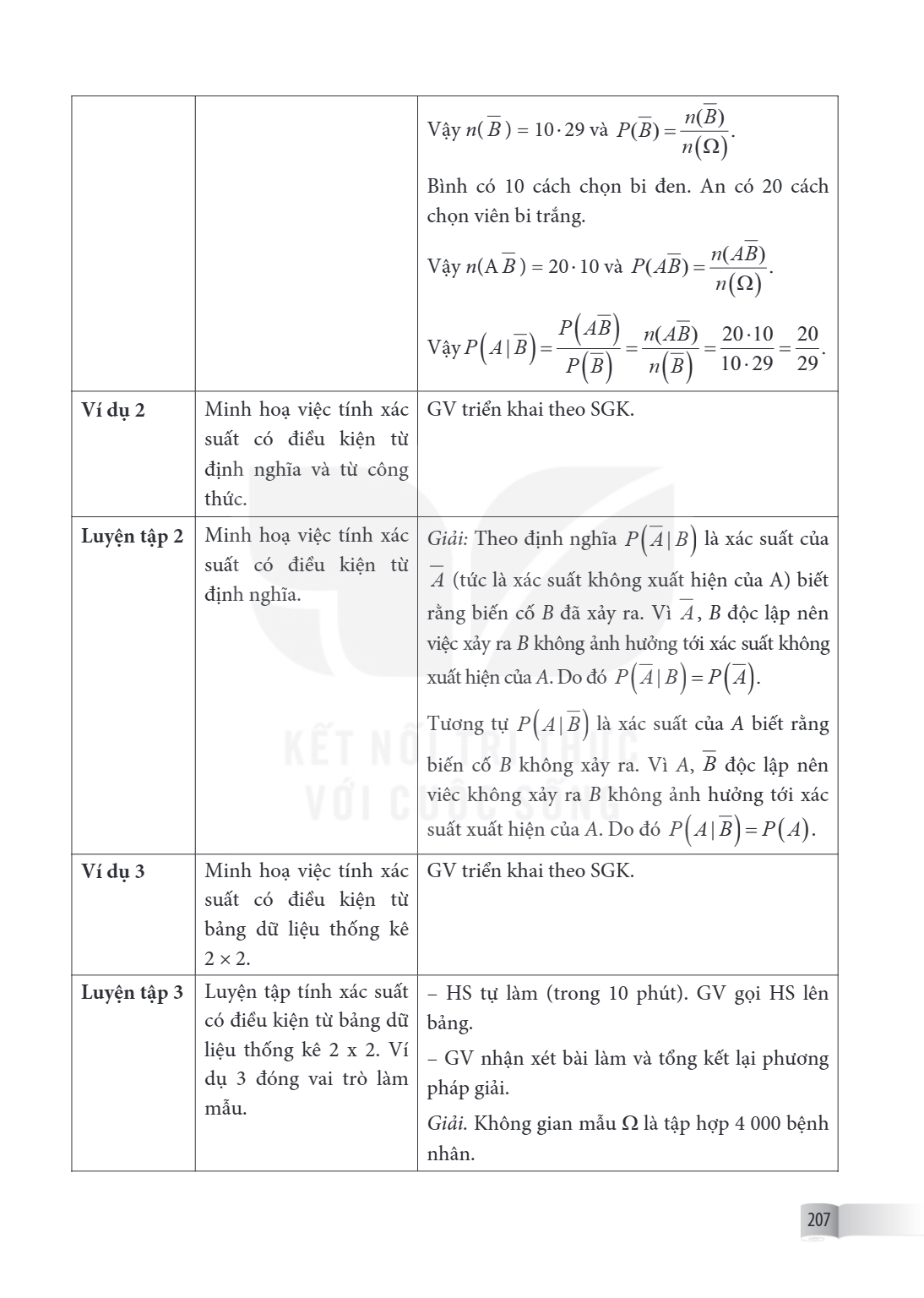 Vậy $n(\overline{B}) = 10 \cdot 29$ và $P(\overline{B}) = \frac{n(\overline{B})}{n(\Omega)}$. Bình có 10 cách chọn bi đen. An có 20 cách chọn viên bi trắng. Vậy