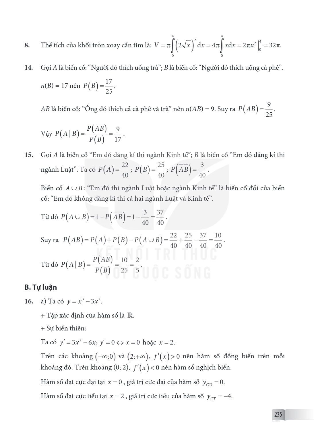 Thể tích của khối tròn xoay cần tìm là: $V = \pi \int\limits_0^4 {\left( {2\sqrt x } \right)^2 dx} = 4\pi \int\limits_0^4 {x{\rm{d}}x} = \left. {2\pi {x^2}} \ri