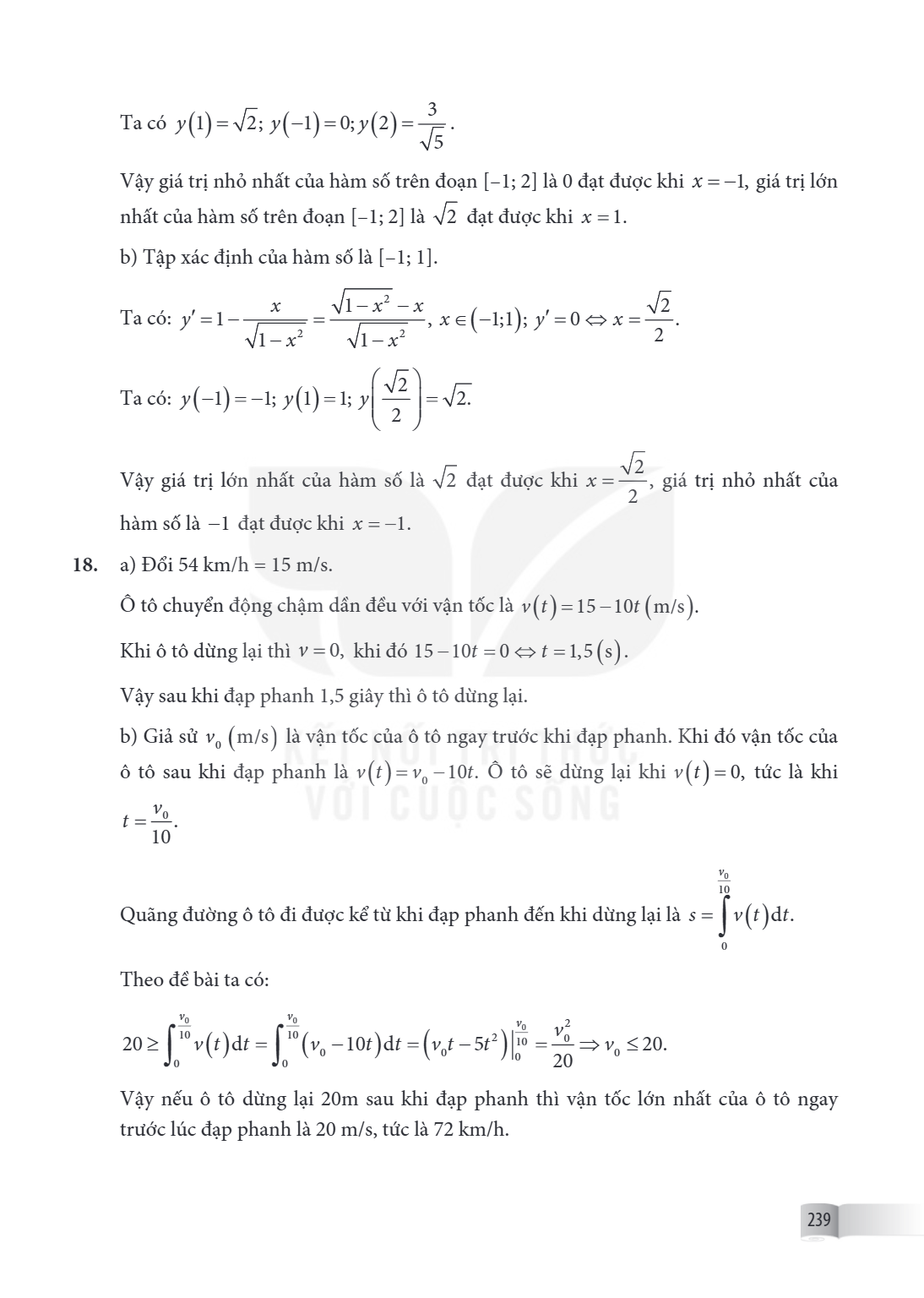 Ta có $y(1)=\sqrt{2}$; $y(-1)=0$; $y(2)=\frac{3}{\sqrt{5}}$. Vậy giá trị nhỏ nhất của hàm số trên đoạn $[-1; 2]$ là $0$ đạt được khi $x=-1$, giá trị lớn nhất củ