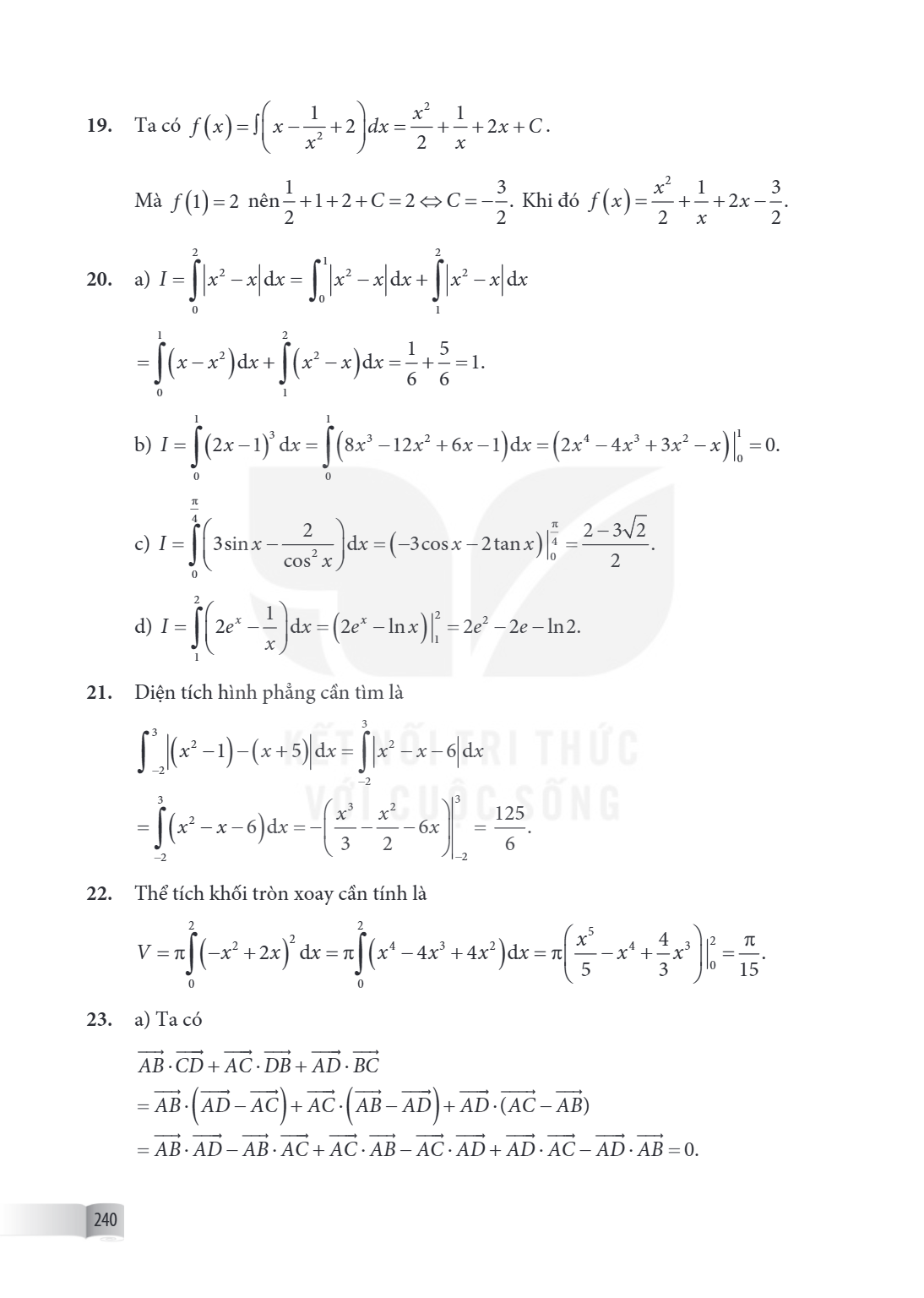 19. Ta có $f(x)=\int{\left( x-\frac{1}{{{x}^{2}}}+2 \right)\text{d}x=\frac{{{x}^{2}}}{2}+\frac{1}{x}+2x+C}$. Mà $f\left( 1 \right)=2$ nên $\frac{1}{2}+1+2+C=2\L
