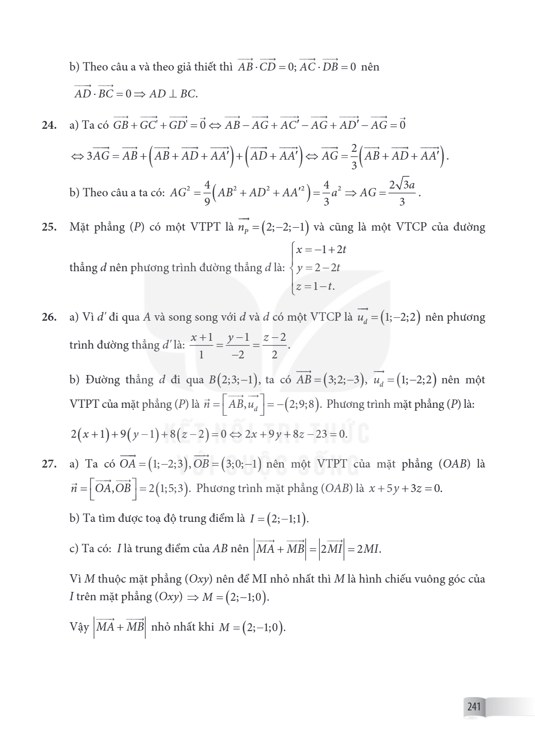 b) Theo câu a và theo giả thiết thì $\overrightarrow{AB} \cdot \overrightarrow{CD} = 0$; $\overrightarrow{AC} \cdot \overrightarrow{DB} = 0$ nên $\overrightarro