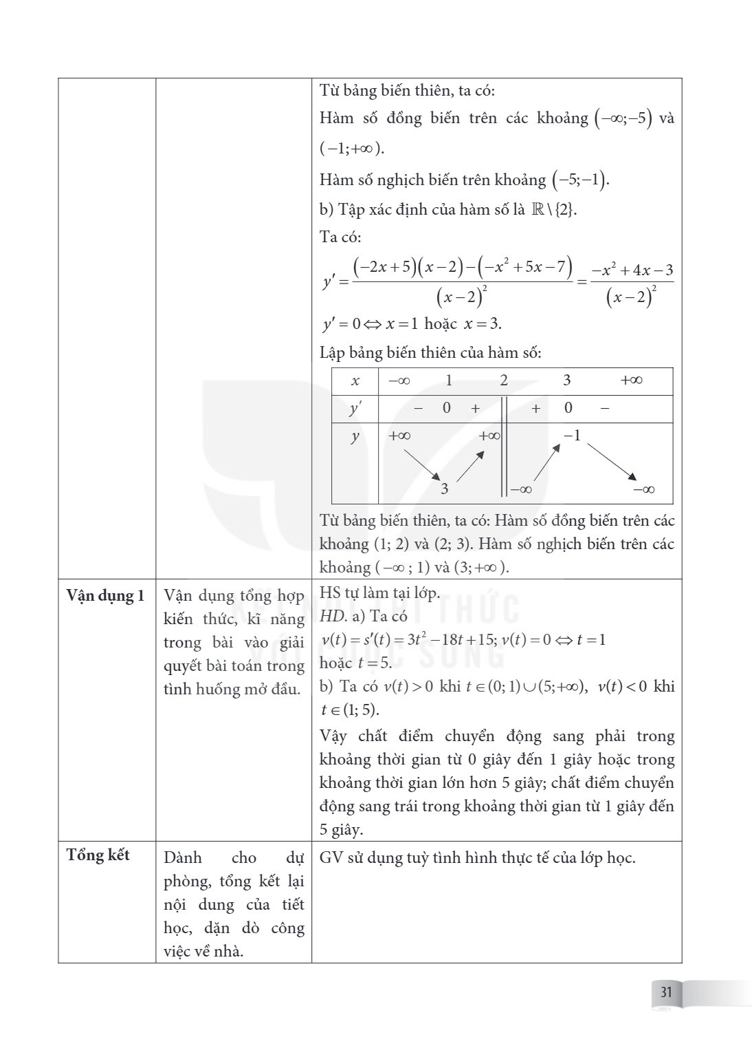 Từ bảng biến thiên, ta có: Hàm số đồng biến trên các khoảng $(-\infty;-5)$ và $(-1;+\infty)$. Hàm số nghịch biến trên khoảng $(-5;-1)$. b) Tập xác định của hàm 