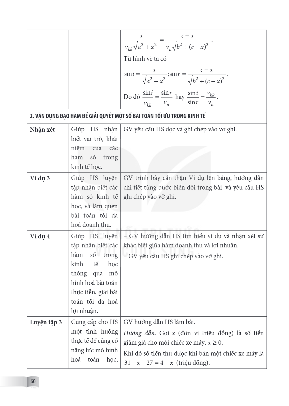 $\frac{x}{v_{kk}\sqrt{a^2+x^2}}=\frac{c-x}{v_n\sqrt{b^2+(c-x)^2}}$. Từ hình vẽ ta có $\sin i=\frac{x}{\sqrt{a^2+x^2}};\sin r=\frac{c-x}{\sqrt{b^2+(c-x)^2}}$. Do