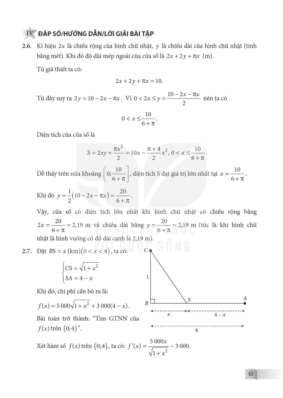 IV ĐÁP SỐ/HƯỚNG DẪN/LỜI GIẢI BÀI TẬP 2.6. Kí hiệu $2x$ là chiều rộng của hình chữ nhật, $y$ là chiều dài của hình chữ nhật (tính bằng mét). Khi đó độ dài mép ng