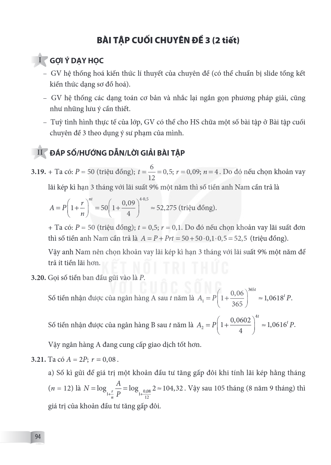 Bài tập cuối chuyên đề 3 I GỢI Ý DẠY HỌC – GV hệ thống hoá kiến thức lí thuyết của chuyên đề (có thể chuẩn bị slide tổng kết kiến thức dạng sơ đồ hoá). – GV hệ 