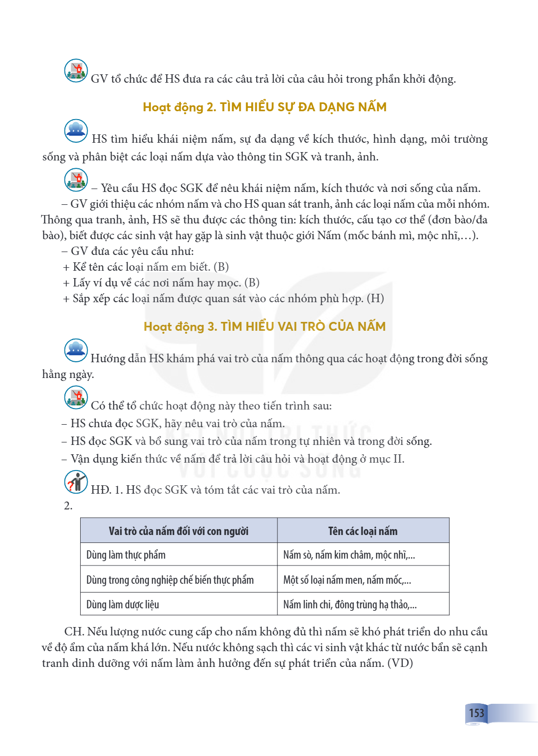 GV tổ chức để HS đưa ra các câu trả lời của câu hỏi trong phần khởi động. Hoạt động 2. TÌM HIỂU SỰ ĐA DẠNG NẤM HS tìm hiểu khái niệm nấm, sự đa dạng về kích thư