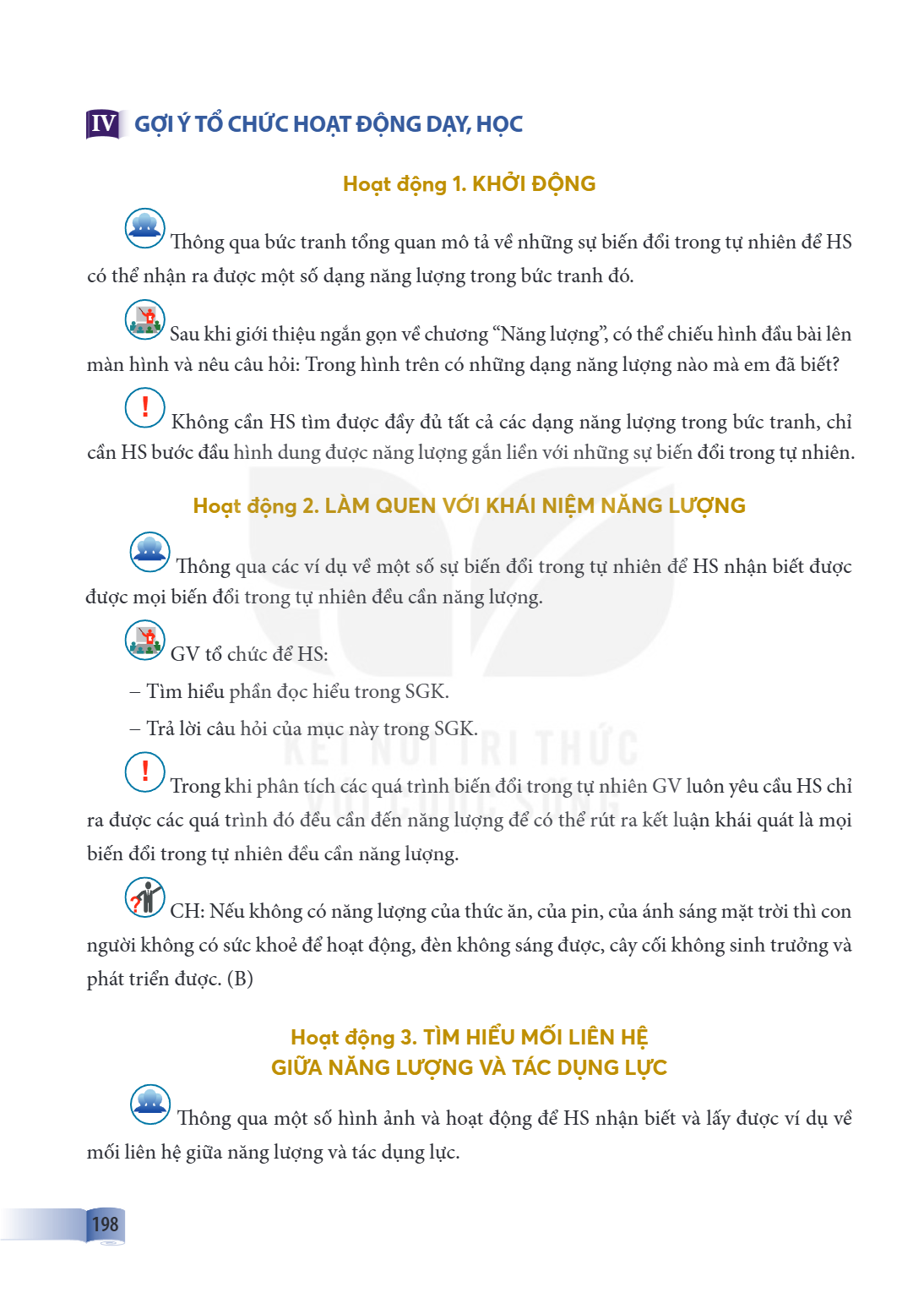 IV GỢI Ý TỔ CHỨC HOẠT ĐỘNG DẠY, HỌC Hoạt động 1 . KHỞI ĐỘNG Thông qua bức tranh tổng quan mô tả về những sự biến đổi trong tự nhiên để HS có thể nhận ra được mộ