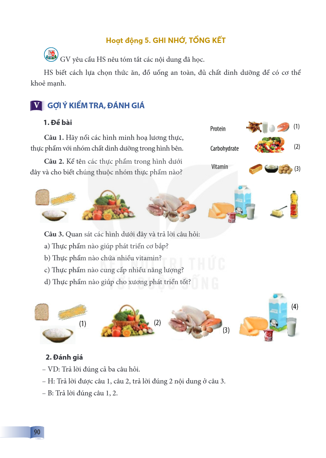 Hoạt động 5. GHI NHỚ, TỔNG KẾT GV yêu cầu HS nêu tóm tắt các nội dung đã học. HS biết cách lựa chọn thức ăn, đồ uống an toàn, đủ chất dinh dưỡng để có cơ thể kh