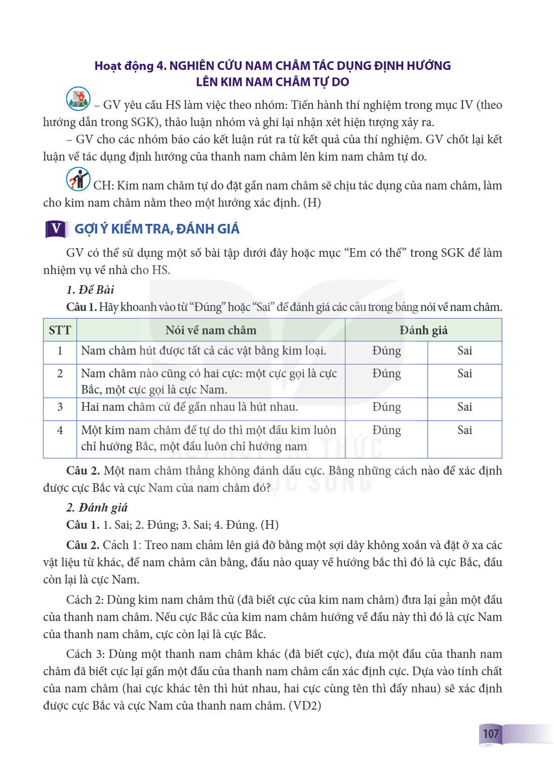 Hoạt động 4. NGHIÊN CỨU NAM CHÂM TÁC DỤNG ĐỊNH HƯỚNG LÊN KIM NAM CHÂM TỰ DO – GV yêu cầu HS làm việc theo nhóm: Tiến hành thí nghiệm trong mục Hoạt động 4. NGHI