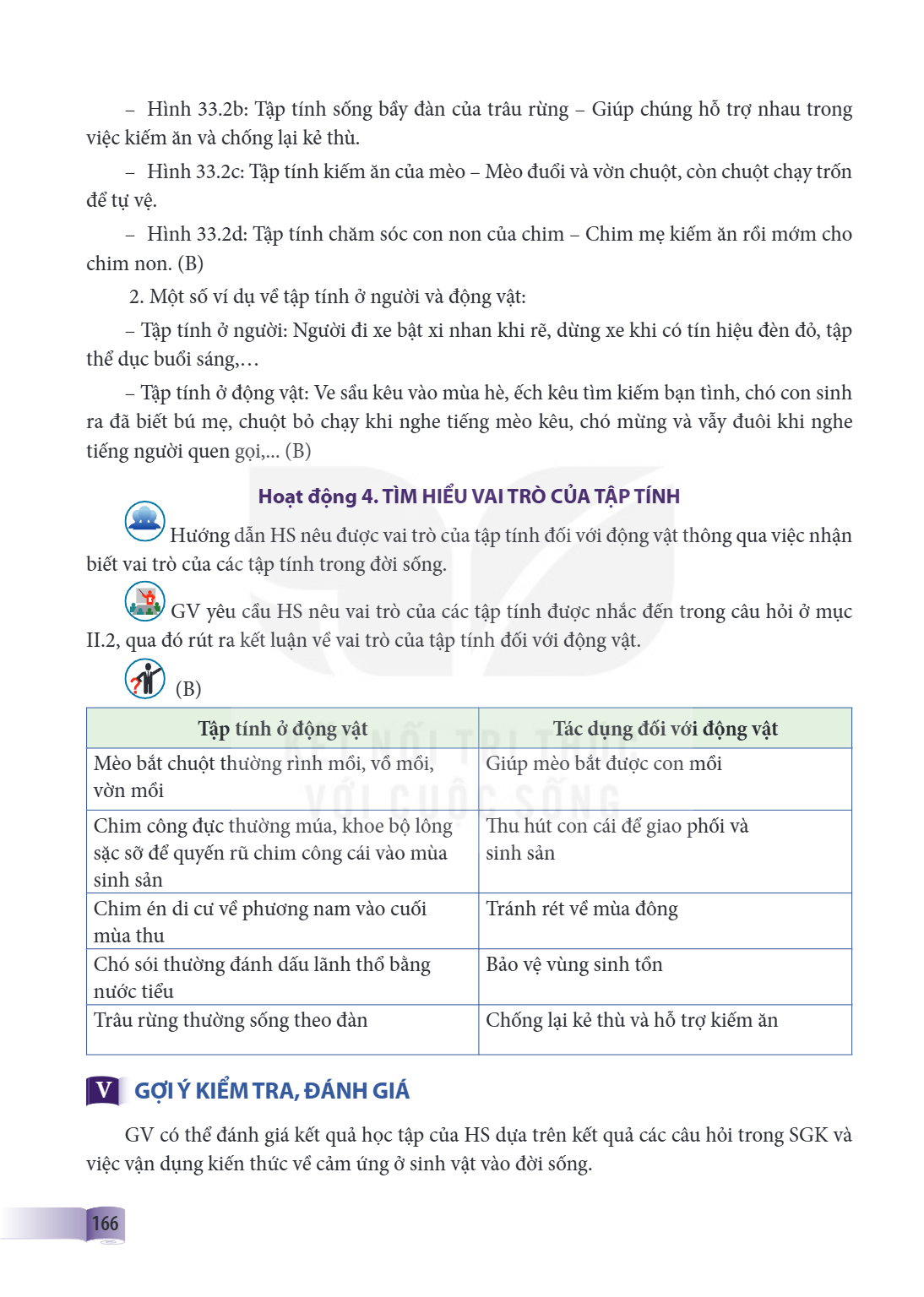 Hình 33.2b: Tập tính sống bầy đàn của trâu rừng - Giúp chúng hỗ trợ nhau trong việc kiếm ăn và chống lại kẻ thù. - Hình 33.2c: Tập tính kiếm ăn của mèo - Mèo đu