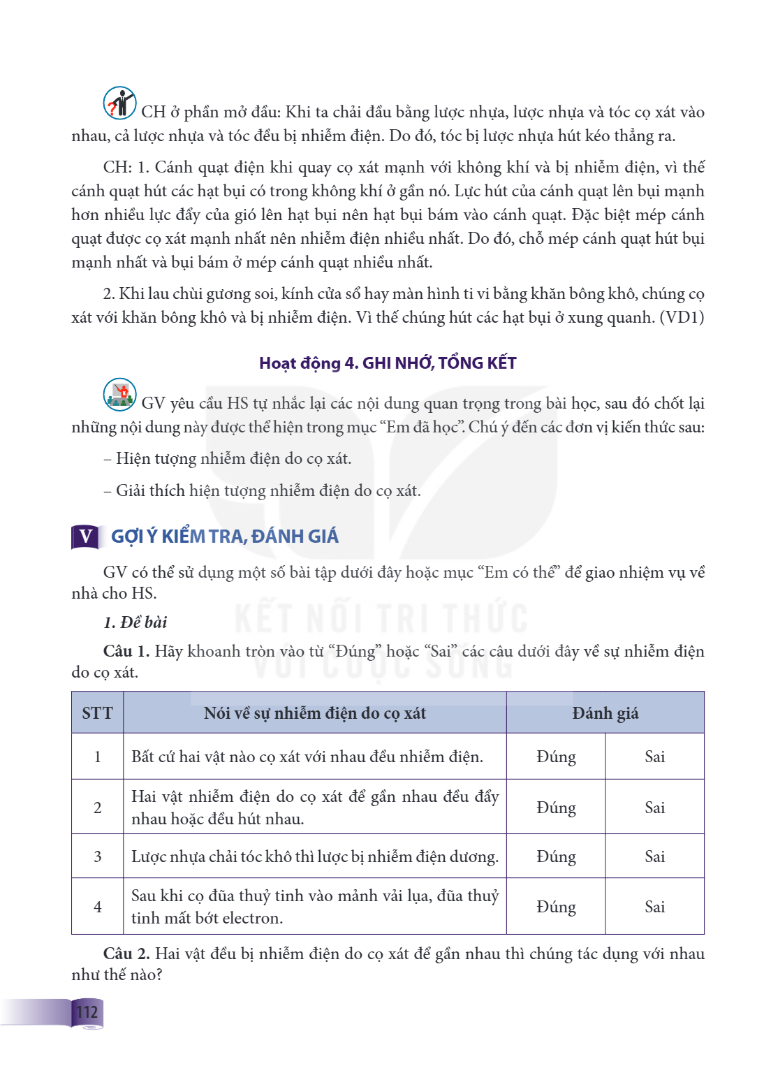 CH ở phần mở đầu: Khi ta chải đầu bằng lược nhựa, lược nhựa và tóc cọ xát vào nhau, cả lược nhựa và tóc đều bị nhiễm điện. Do đó, tóc bị lược nhựa hút kéo thẳng