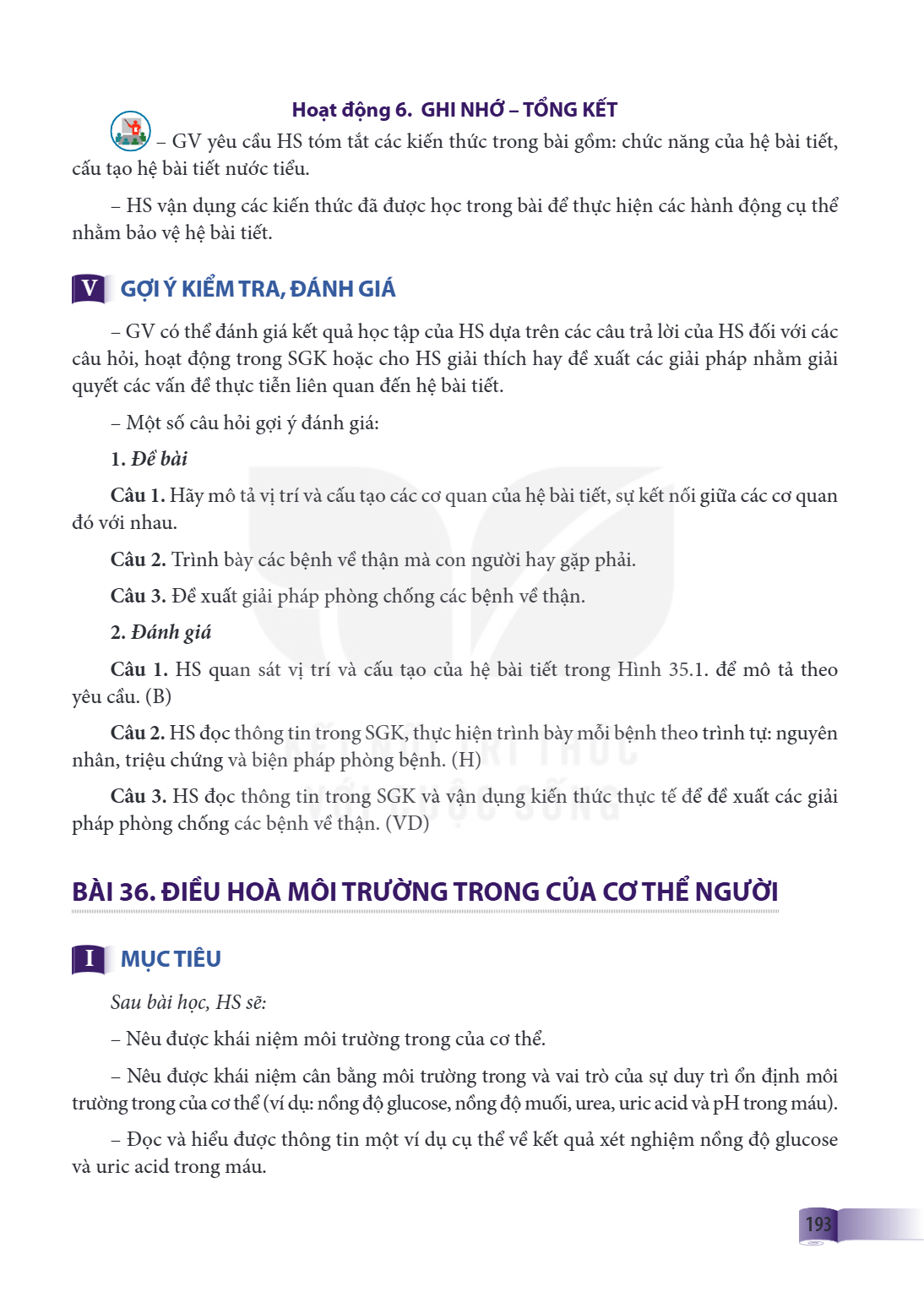 Bài 36. ĐIỀU HOÀ MÔI TRƯỜNG TRONG CỦA CƠ THỂ NGƯỜI I MỤC TIÊU Sau bài học, HS sẽ: – Nêu được khái niệm môi trường trong của cơ thể. – Nêu được khái niệm cân bằn