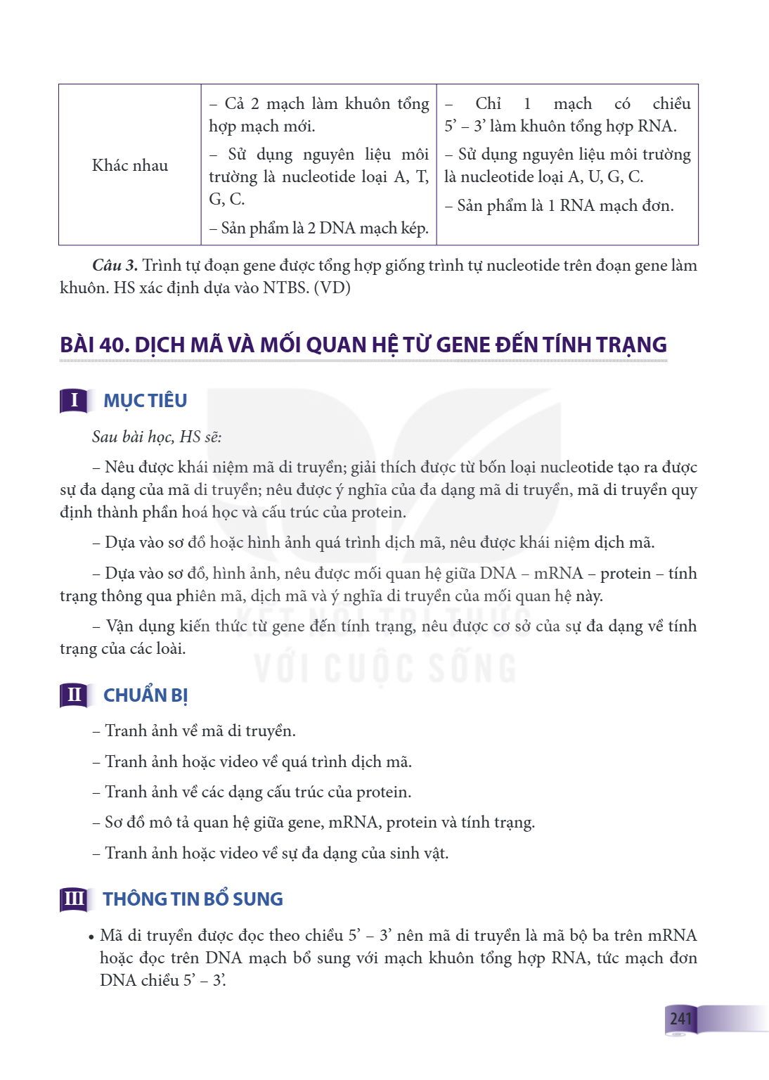 Bài 40. Dịch mã và mối quan hệ từ gene đến tính trạng I MỤC TIÊU Sau bài học, HS sẽ: – Nêu được khái niệm mã di truyền; giải thích được từ bốn loại nucleotide t