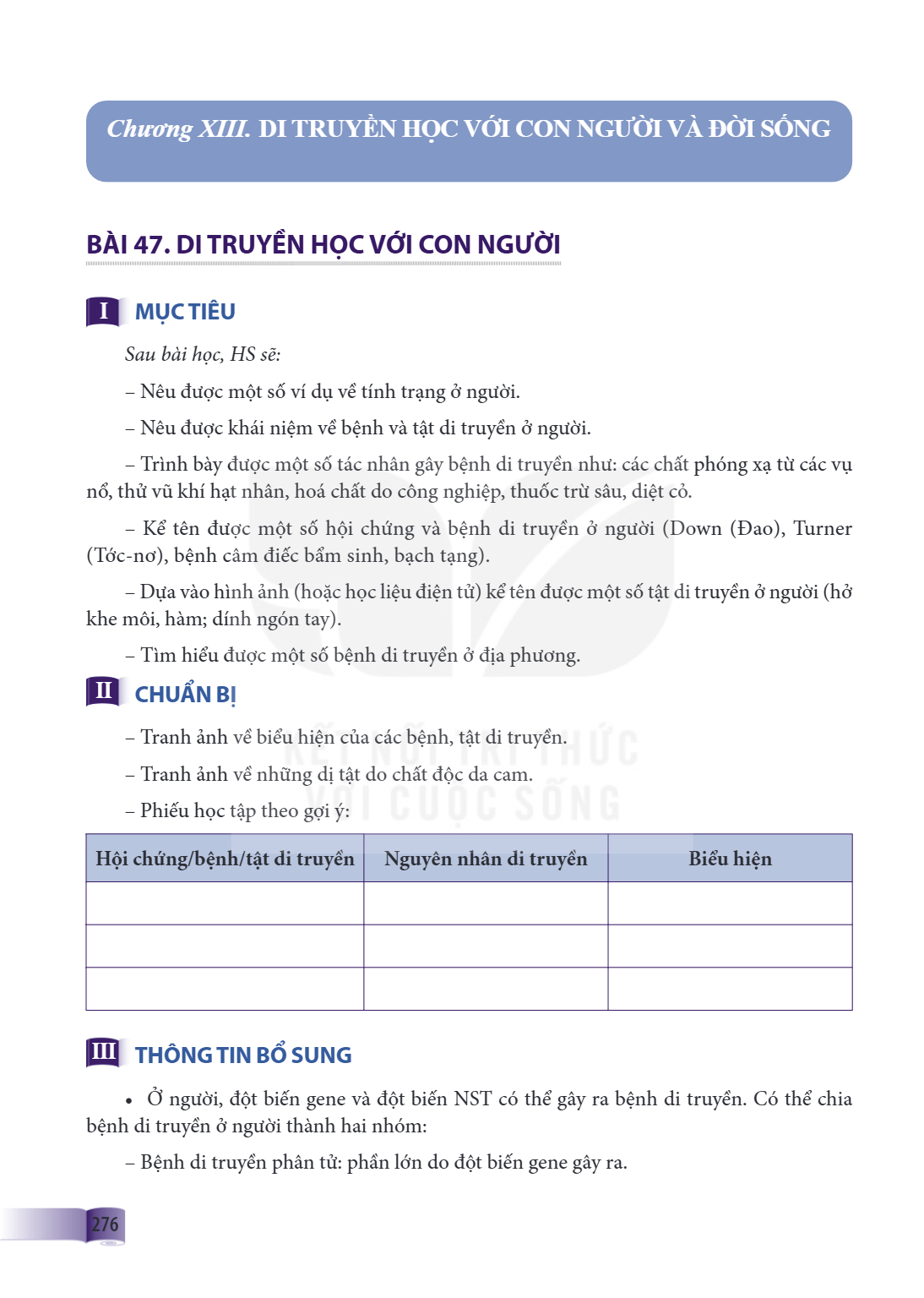 Bài 47. Di truyền học với con người Bài 47. DI TRUYỀN HỌC VỚI CON NGƯỜI I MỤC TIÊU Sau bài học, HS sẽ: – Nêu được một số ví dụ về tính trạng ở người. – Nêu được