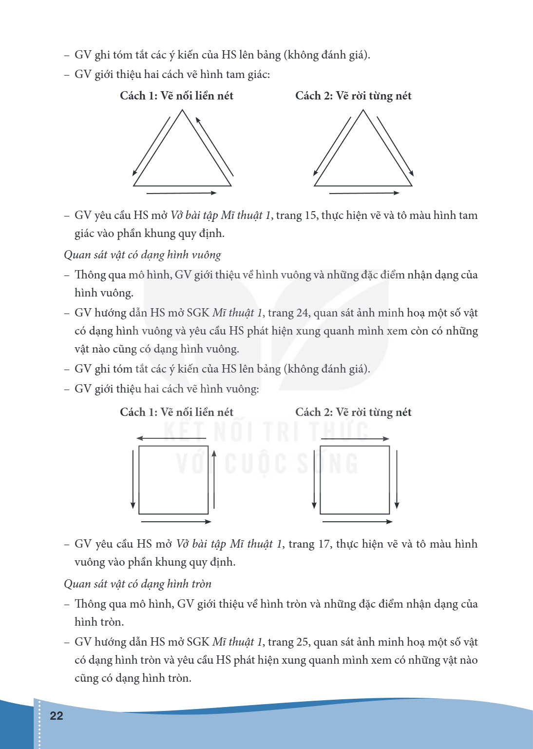GV ghi tóm tắt các ý kiến của HS lên bảng (không đánh giá). - GV giới thiệu hai cách vẽ hình tam giác: Cách 1: Vẽ nối liền nét Cách 2: Vẽ rời từng nét GV yêu cầ