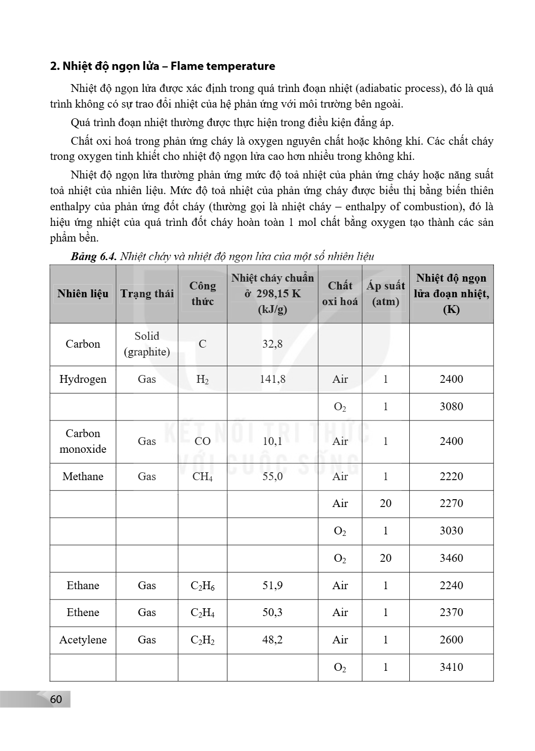 2. Nhiệt độ ngọn lửa – Flame temperature Nhiệt độ ngọn lửa được xác định trong quá trình đoạn nhiệt (adiabatic process), đó là quá trình không có sự trao đổi nh