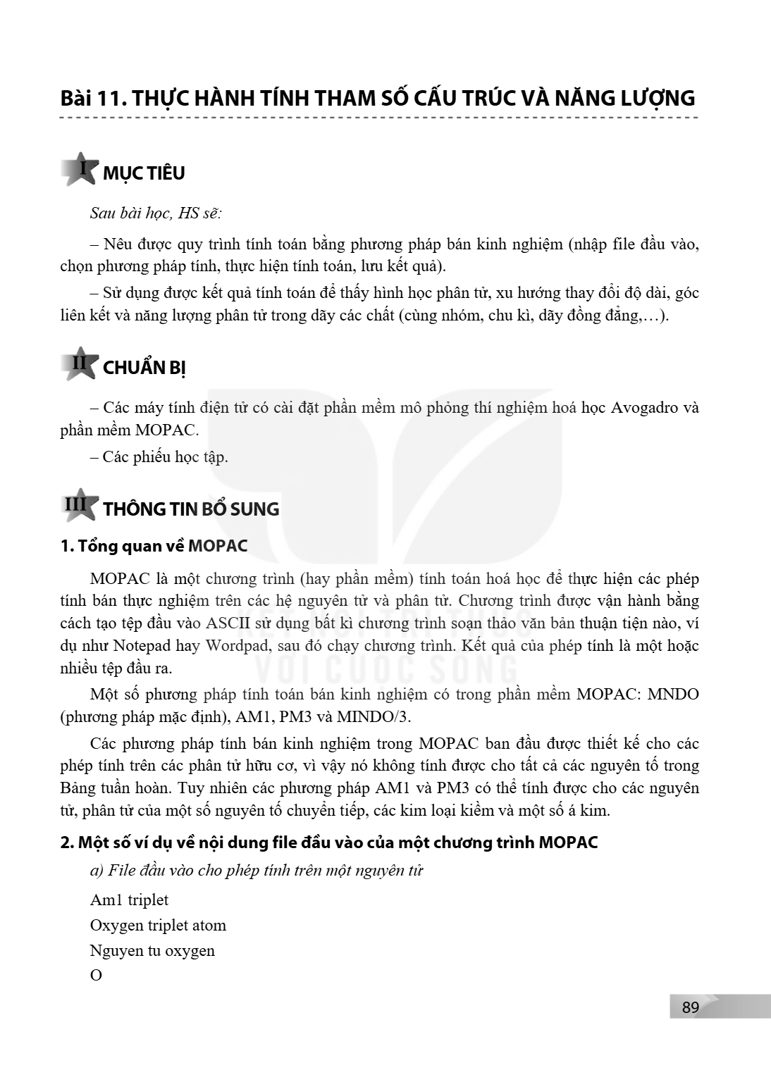 Thực hành tính tham số cấu trúc và năng lượng I MỤC TIÊU Sau bài học, HS sẽ: – Nêu được quy trình tính toán bằng phương pháp bán kinh nghiệm (nhập file đầu vào,