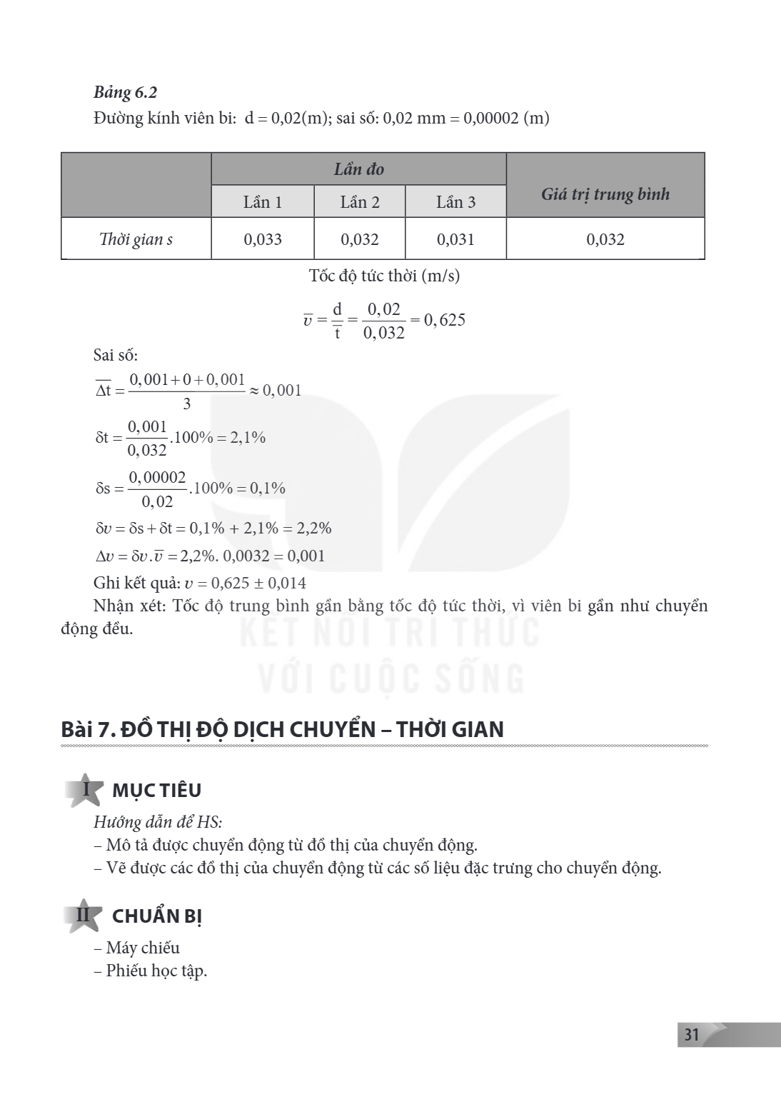 Bài 7. ĐỒ THỊ ĐỘ DỊCH CHUYỂN – THỜI GIAN MỤC TIÊU Hướng dẫn để HS: – Mô tả được chuyển động từ đồ thị của chuyển động. – Vẽ được các đồ thị của chuyển động từ c