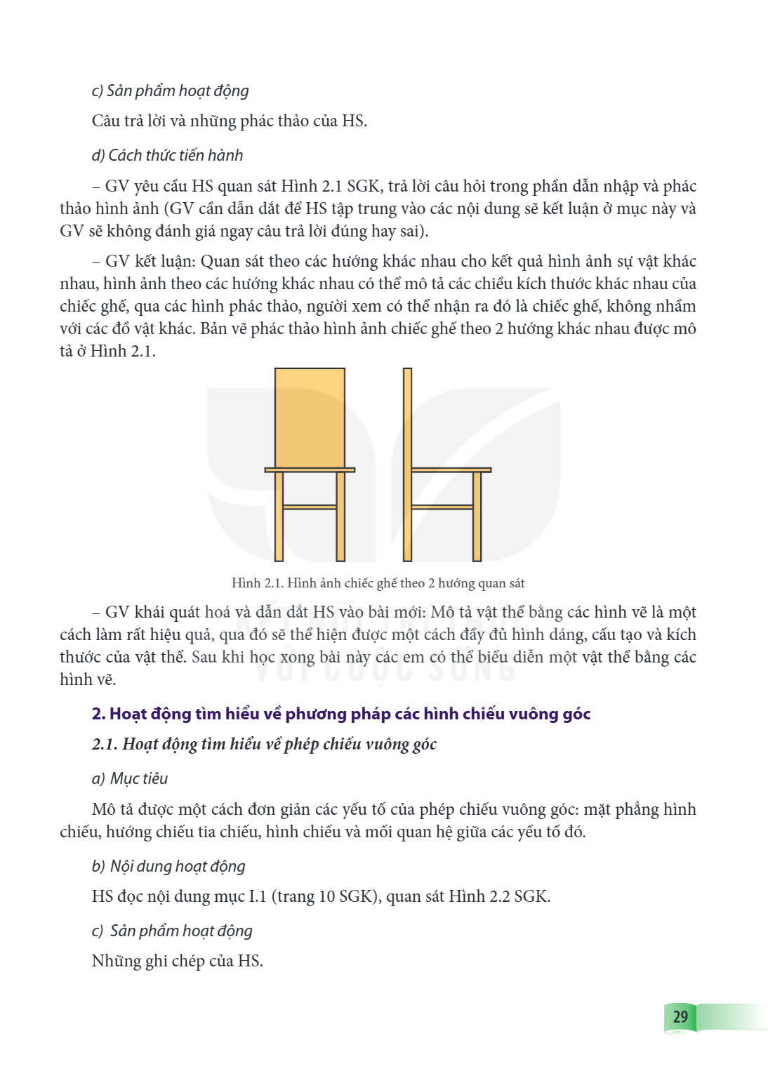 c) Sản phẩm hoạt động Câu trả lời và những phác thảo của HS. d) Cách thức tiến hành GV yêu cầu HS quan sát Hình 2.1 SGK, trả lời câu hỏi trong phần dẫn nhập và 
