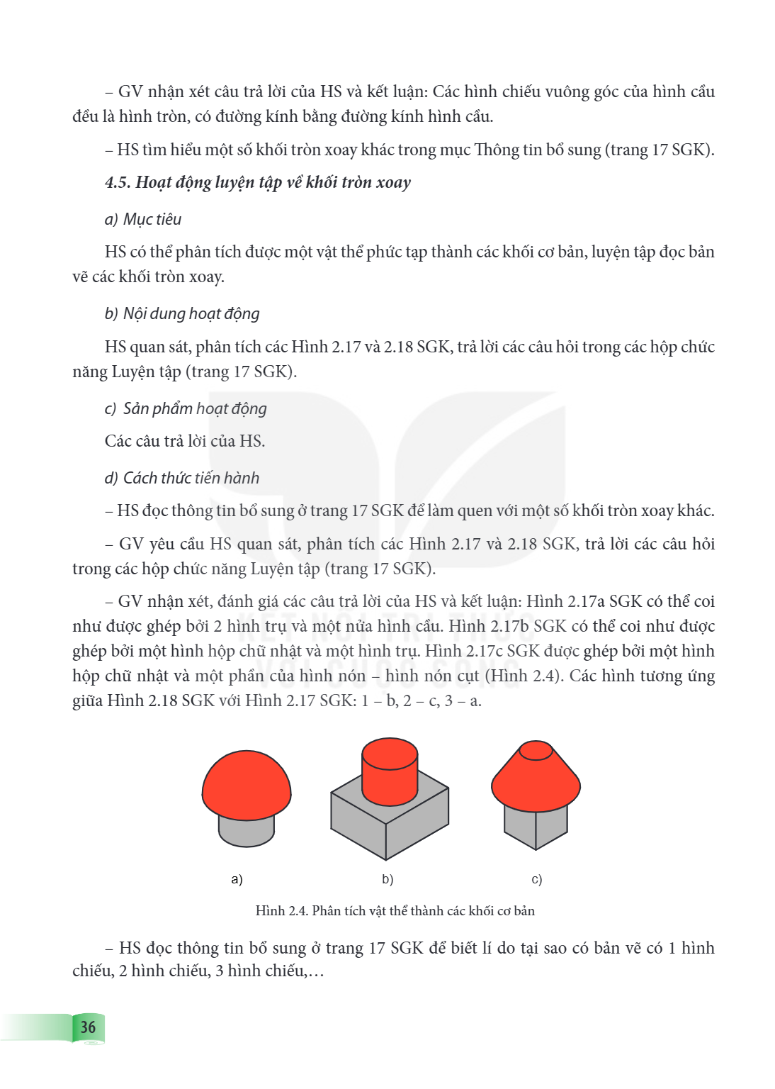 GV nhận xét câu trả lời của HS và kết luận: Các hình chiếu vuông góc của hình cầu đều là hình tròn, có đường kính bằng đường kính hình cầu. HS tìm hiểu một số k