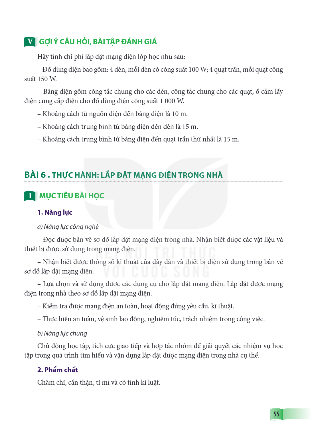 Thực hành: Lắp đặt mạng điện trong nhà I MỤC TIÊU BÀI HỌC 1. Năng lực a) Năng lực công nghệ – Đọc được bản vẽ sơ đồ lắp đặt mạng điện trong nhà. Nhận biết được 